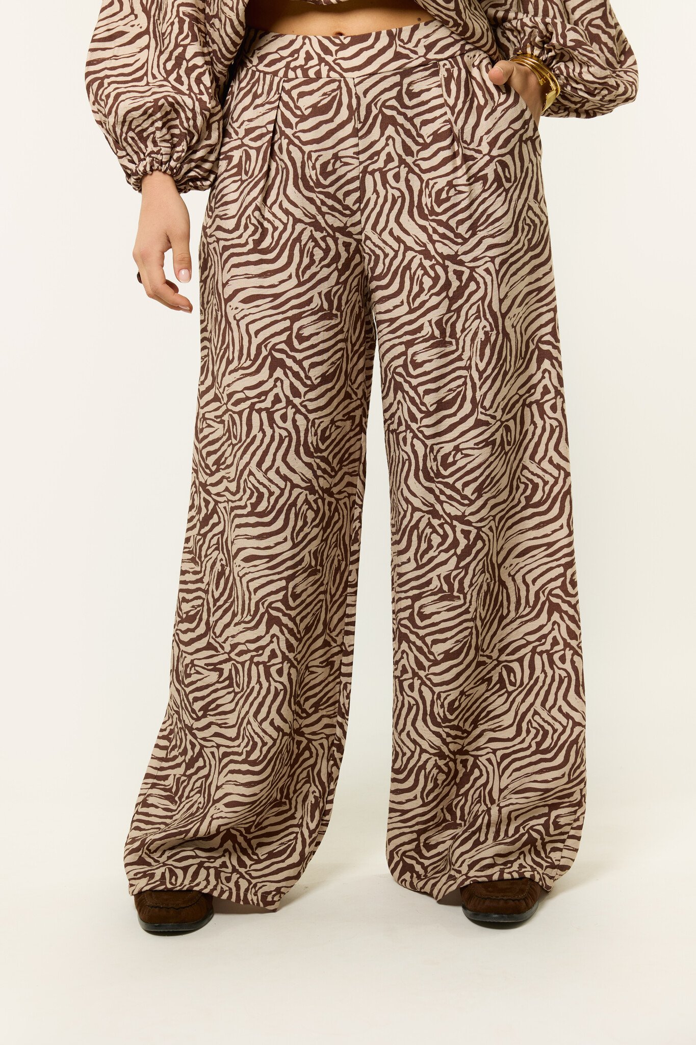 Claire zebra print broek | Bruin