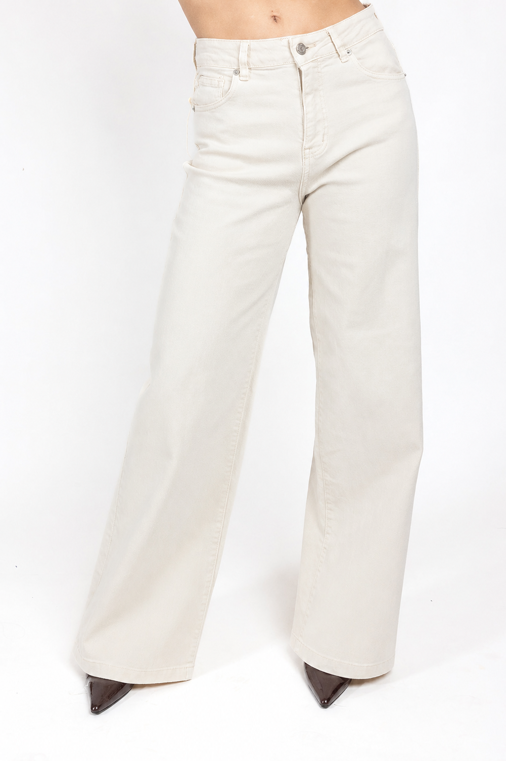 Extra lange wide leg jeans | Beige