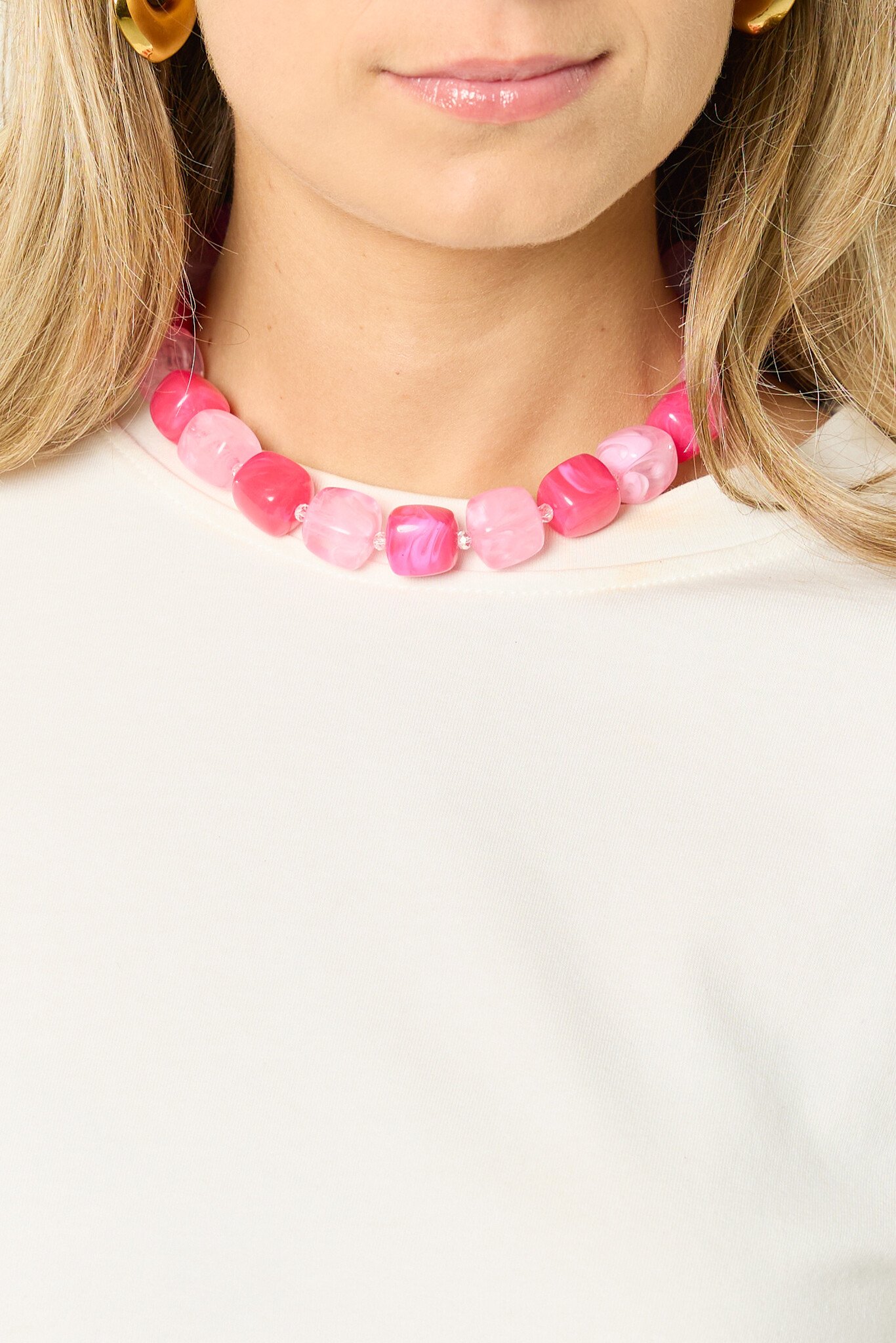 Kralenketting vierkant | Roze
