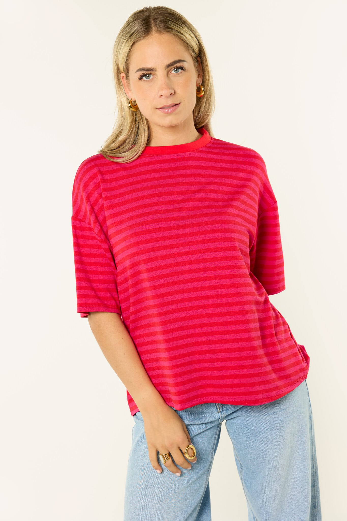 Juliette gestreept shirt | Rood/roze