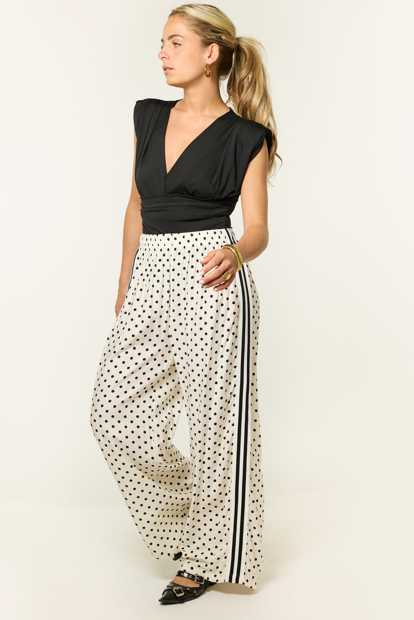Fien stippen pantalon | Wit