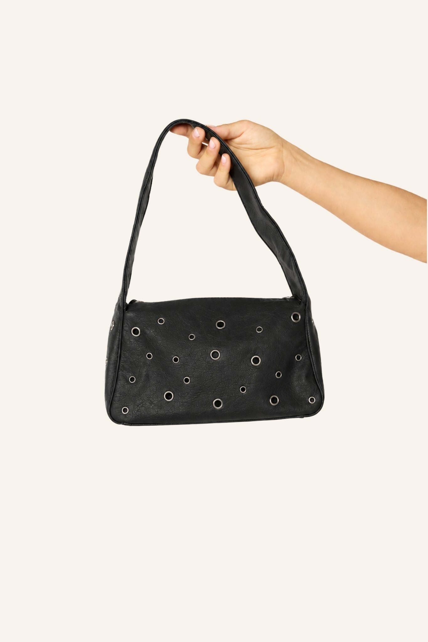 Schoudertas met studs | Zwart