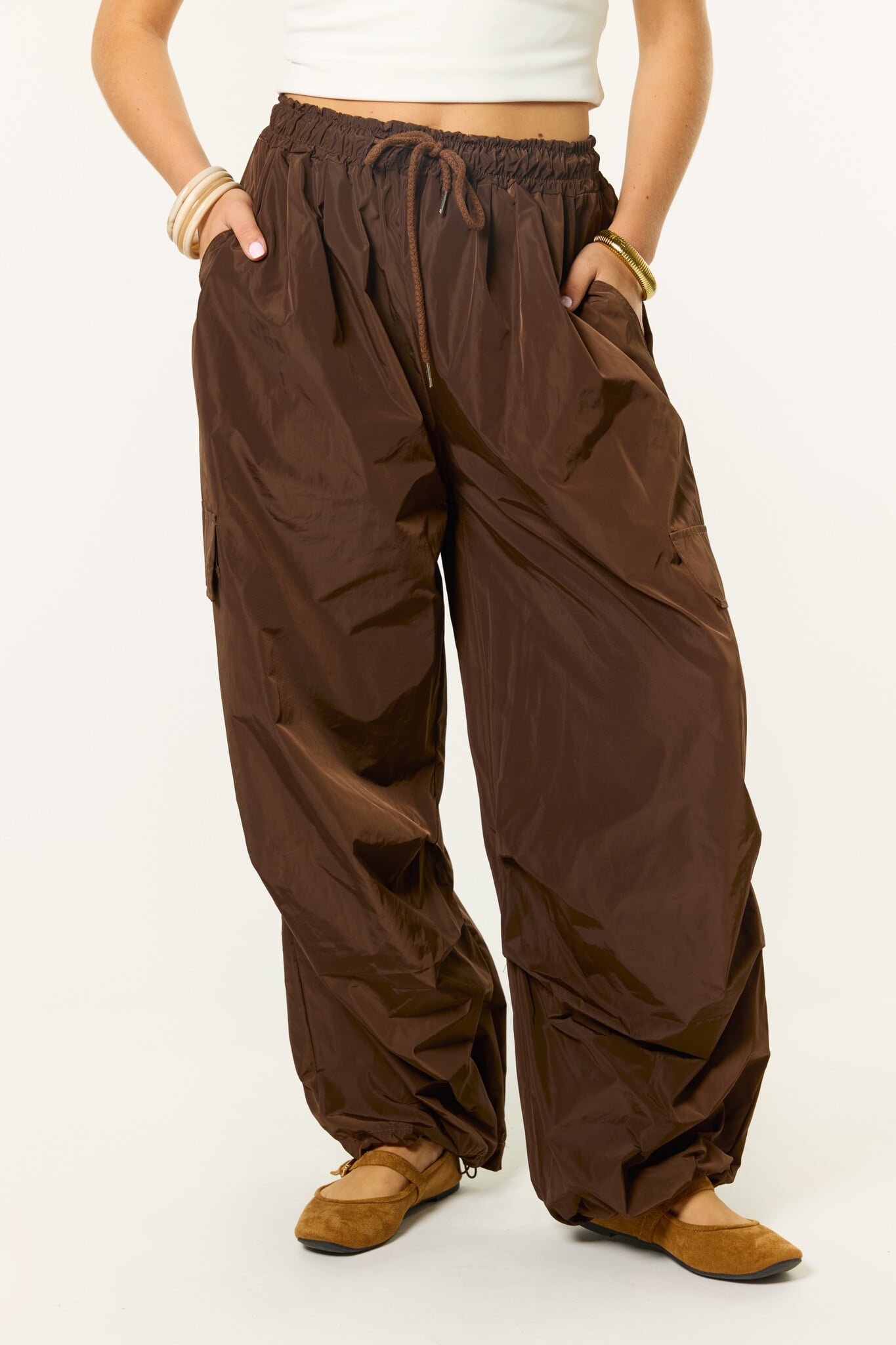 Riley cargo parachute broek | Bruin