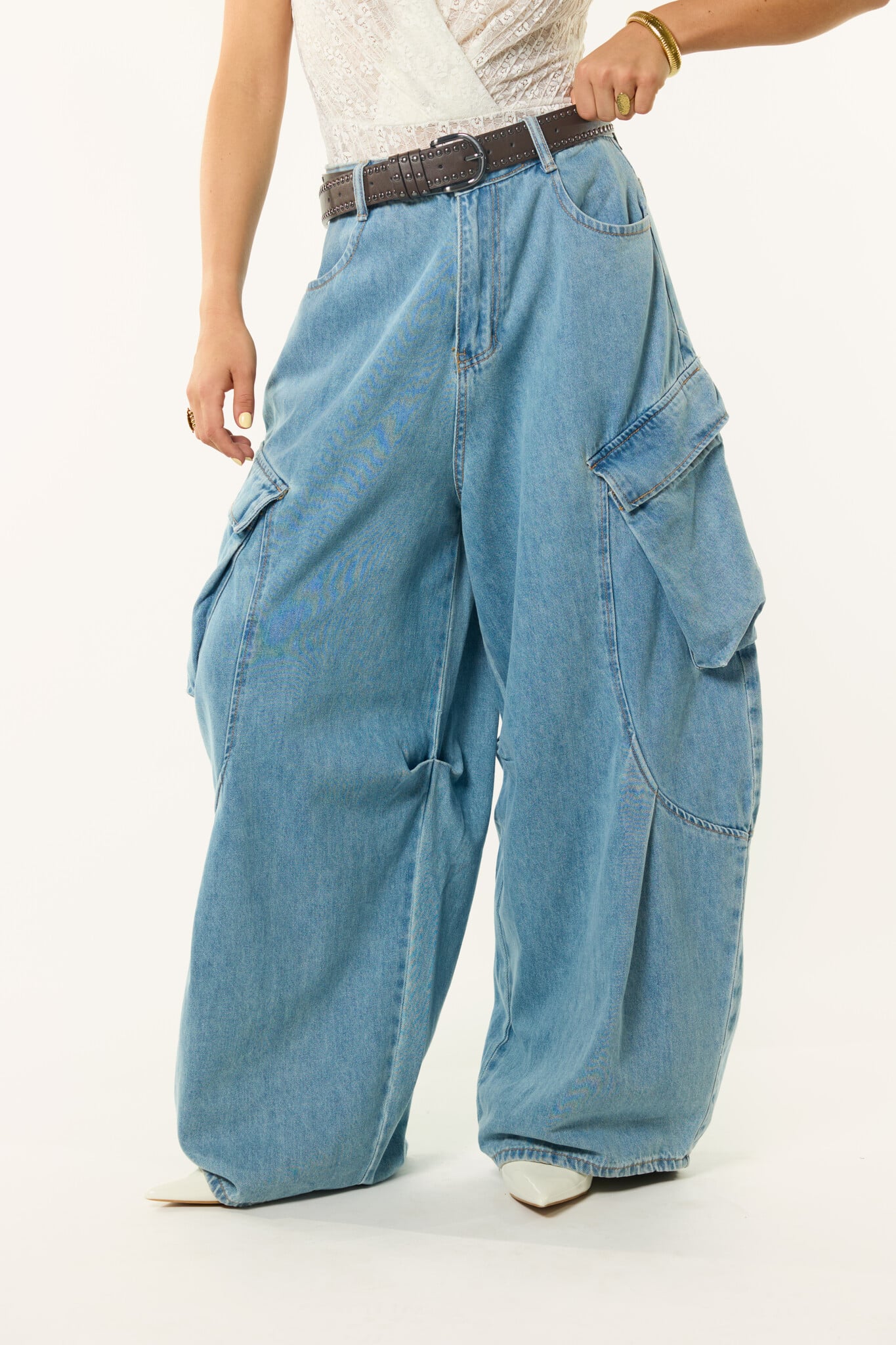 Balloon cargo jeans | Denimblauw