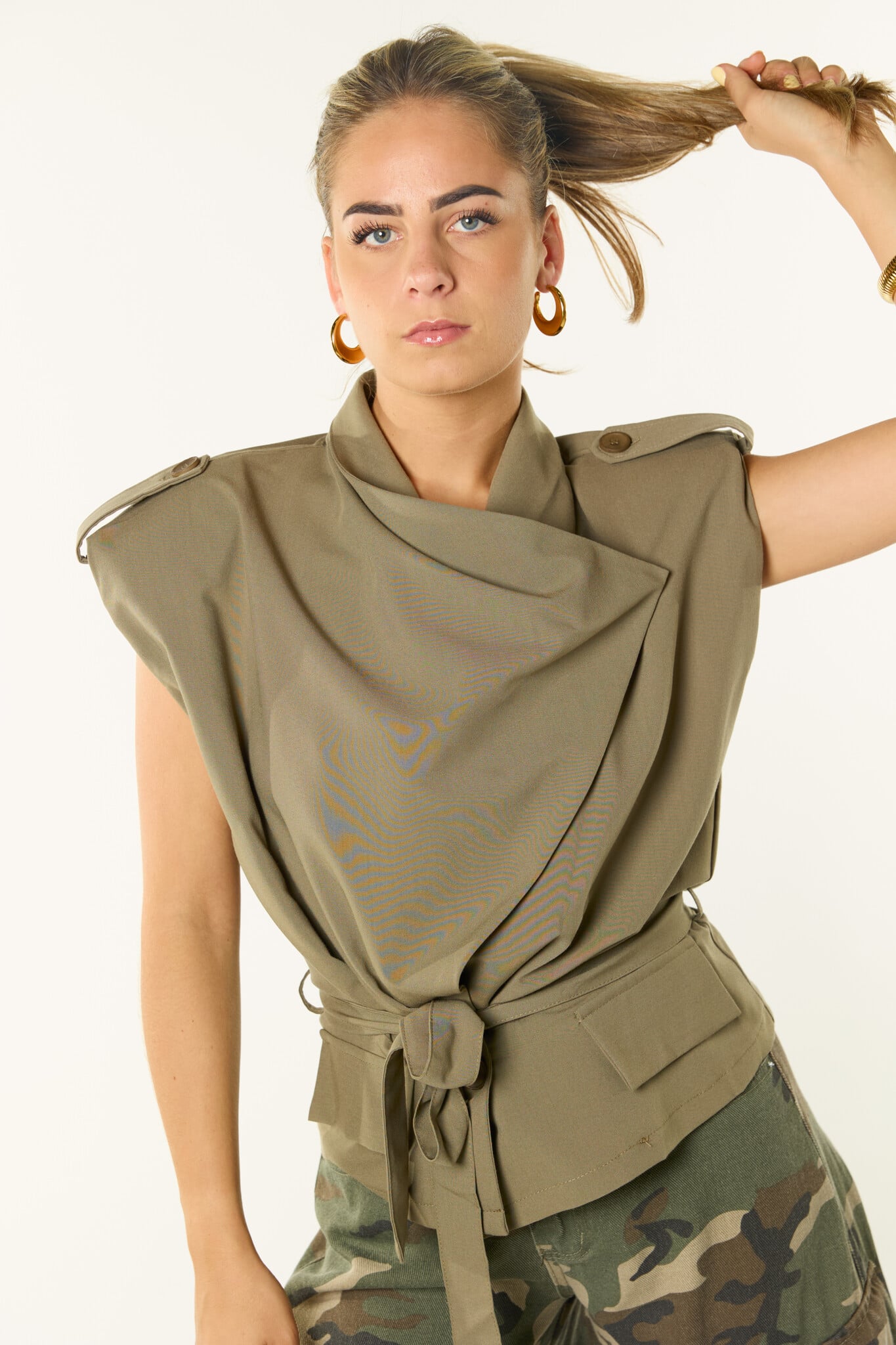 Bowy wrap top | Khaki
