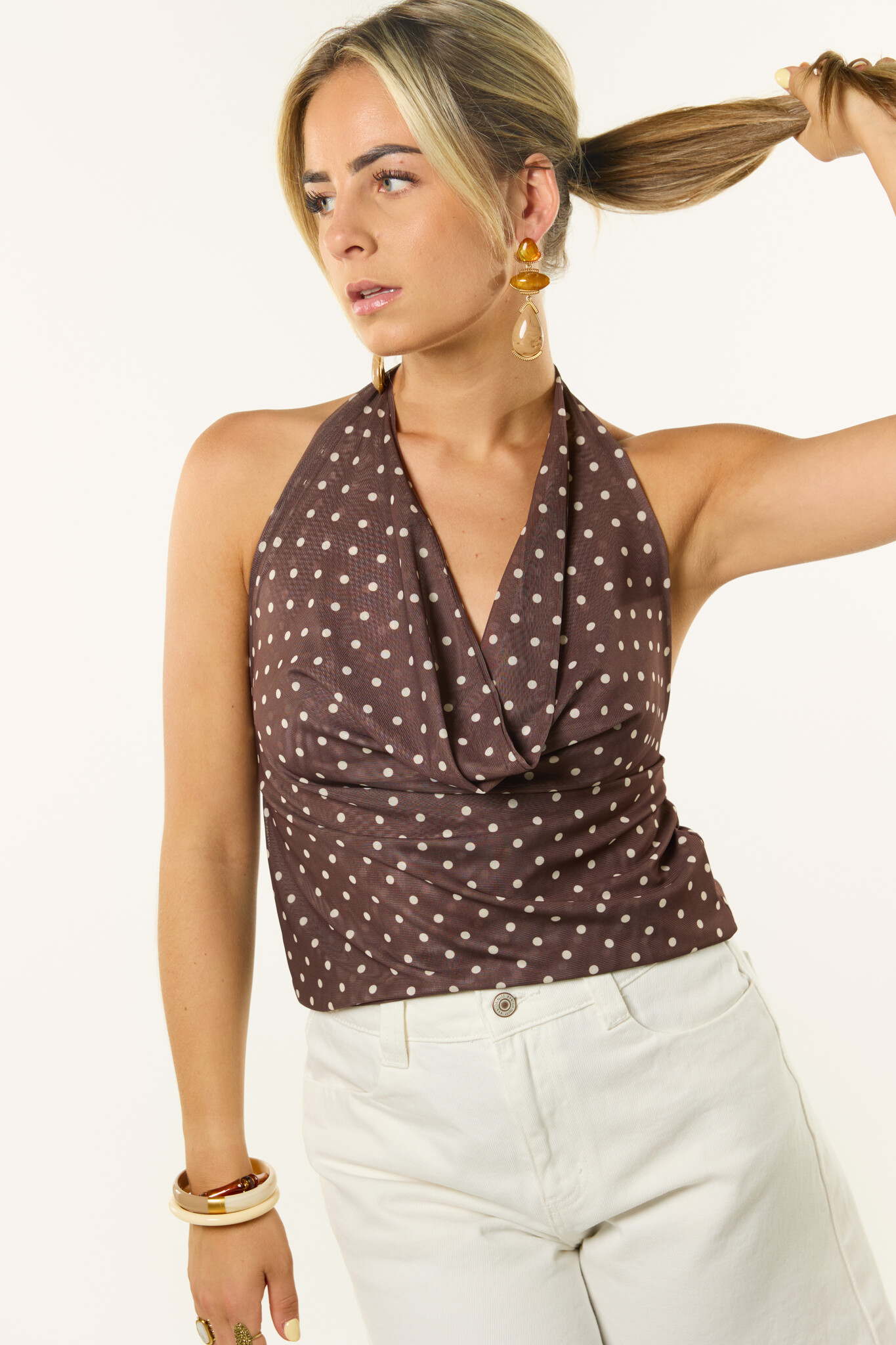 Sophie stippen halter top | Bruin