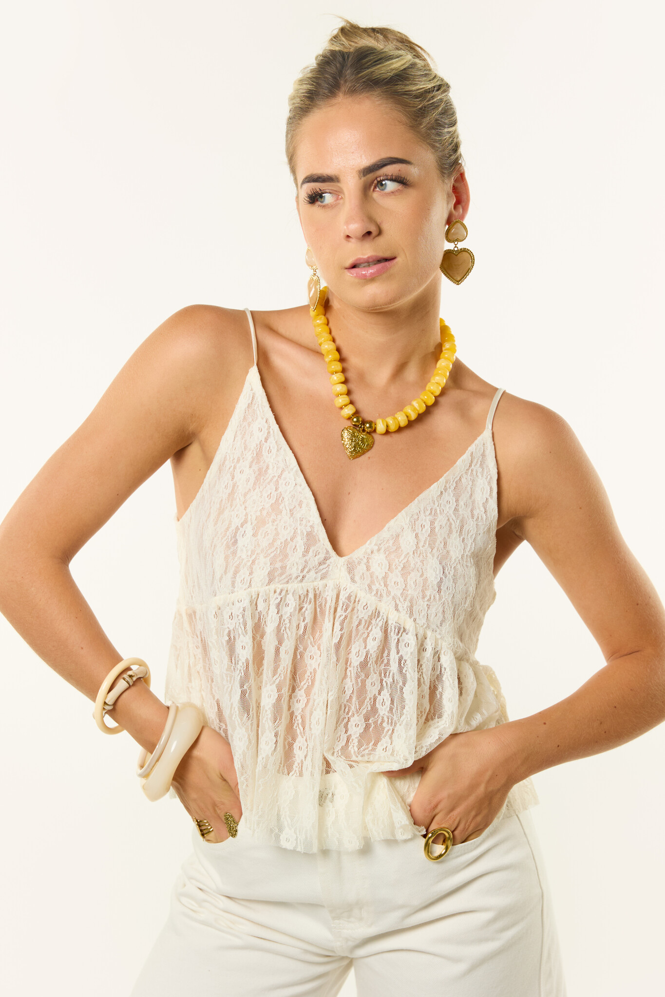 Blake kanten top | Wit