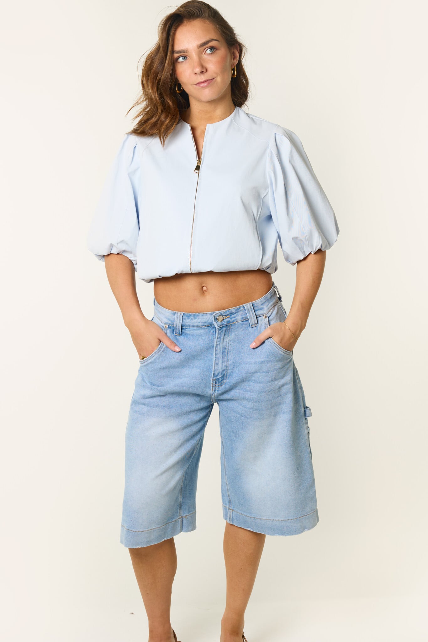 Noor cargo jort | Denimblauw