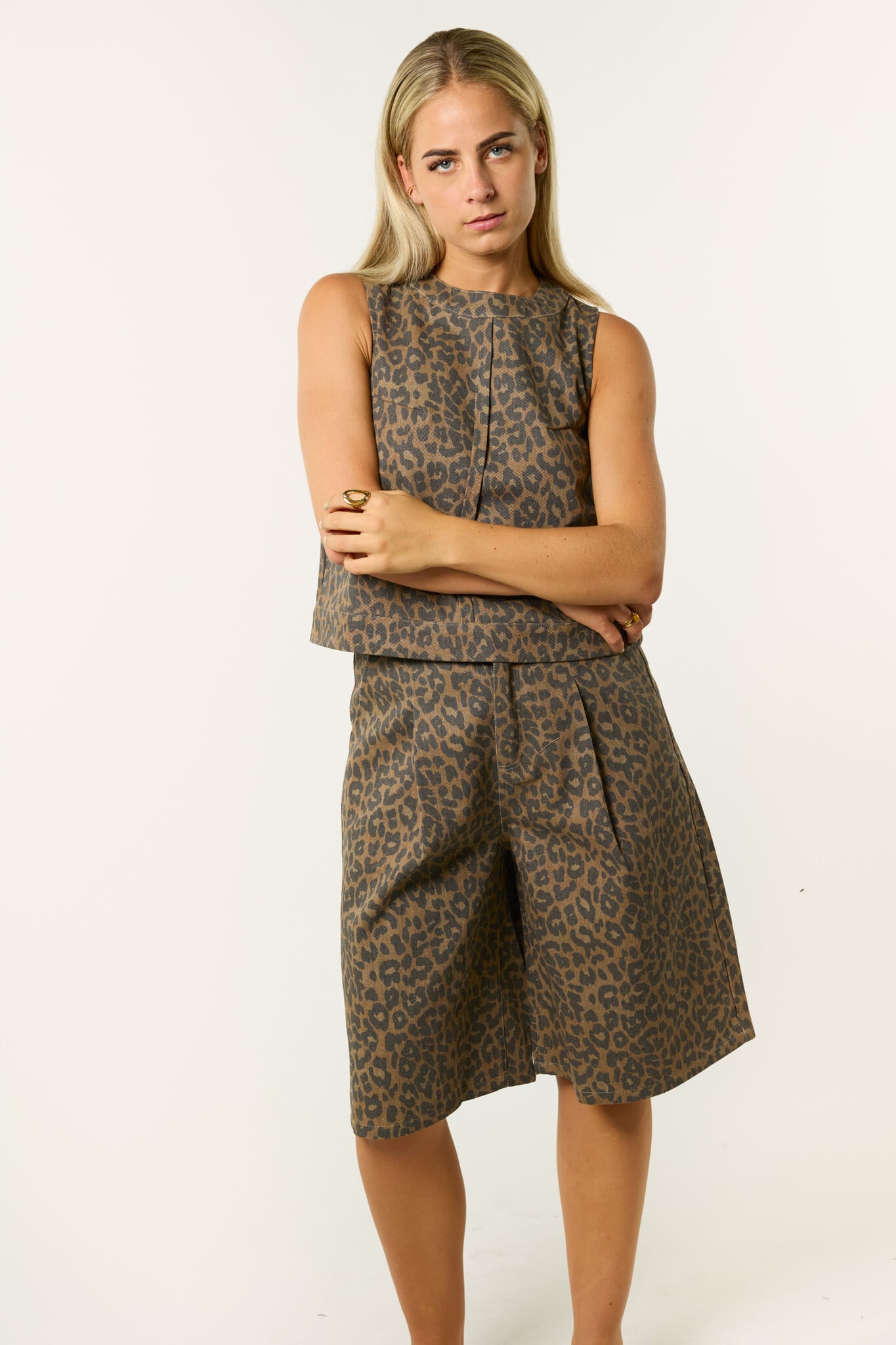 Ruby leopard co-ord jort | Bruin/zwart