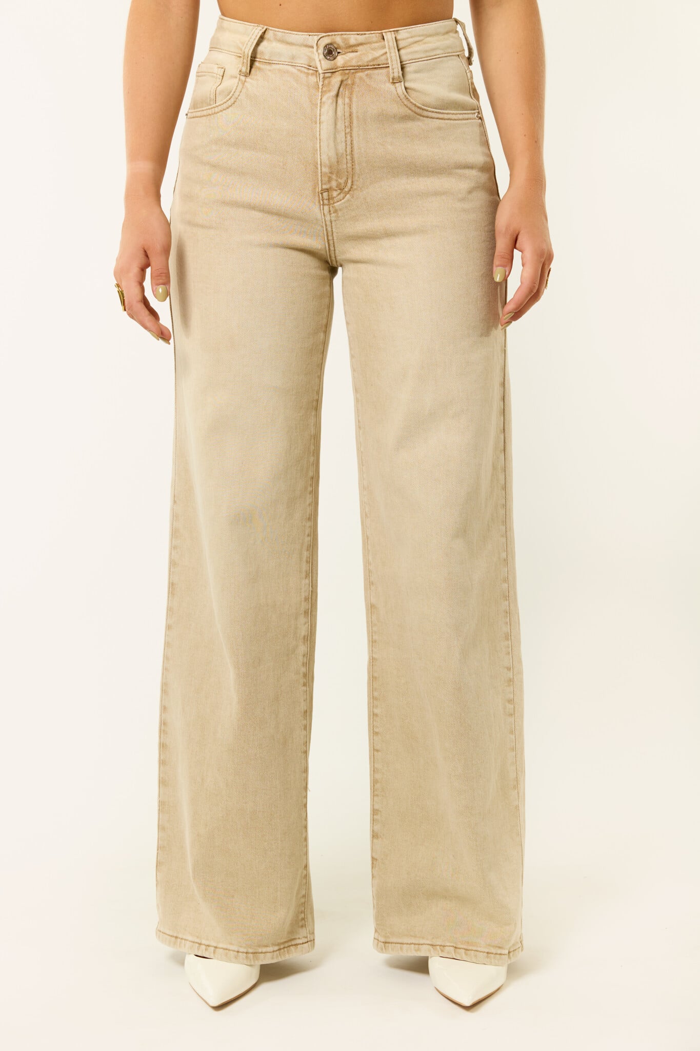 Senne denim wide leg jeans | Beige (PRE-ORDER)