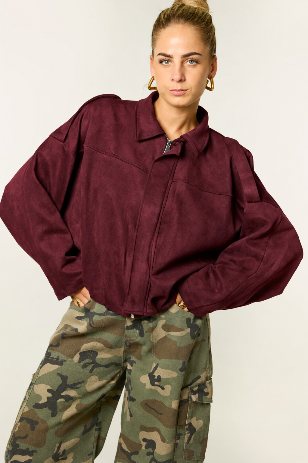 Jazz suède jacket | Burgundy
