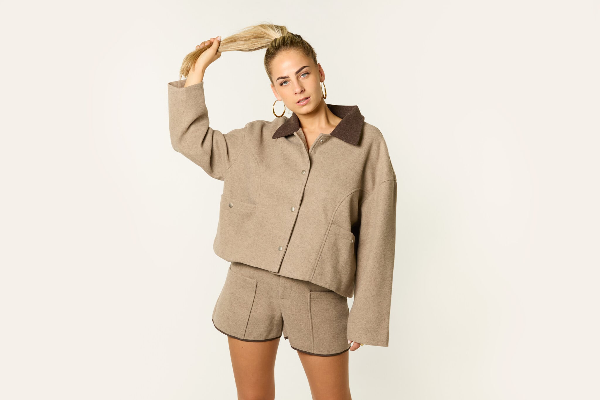 Alix co-ord wolmix short | Taupe