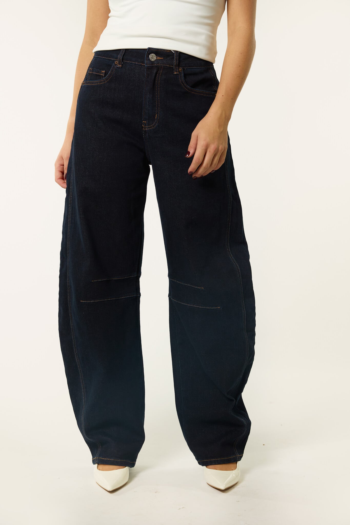 Barrel jeans extra lang | Donkerblauw