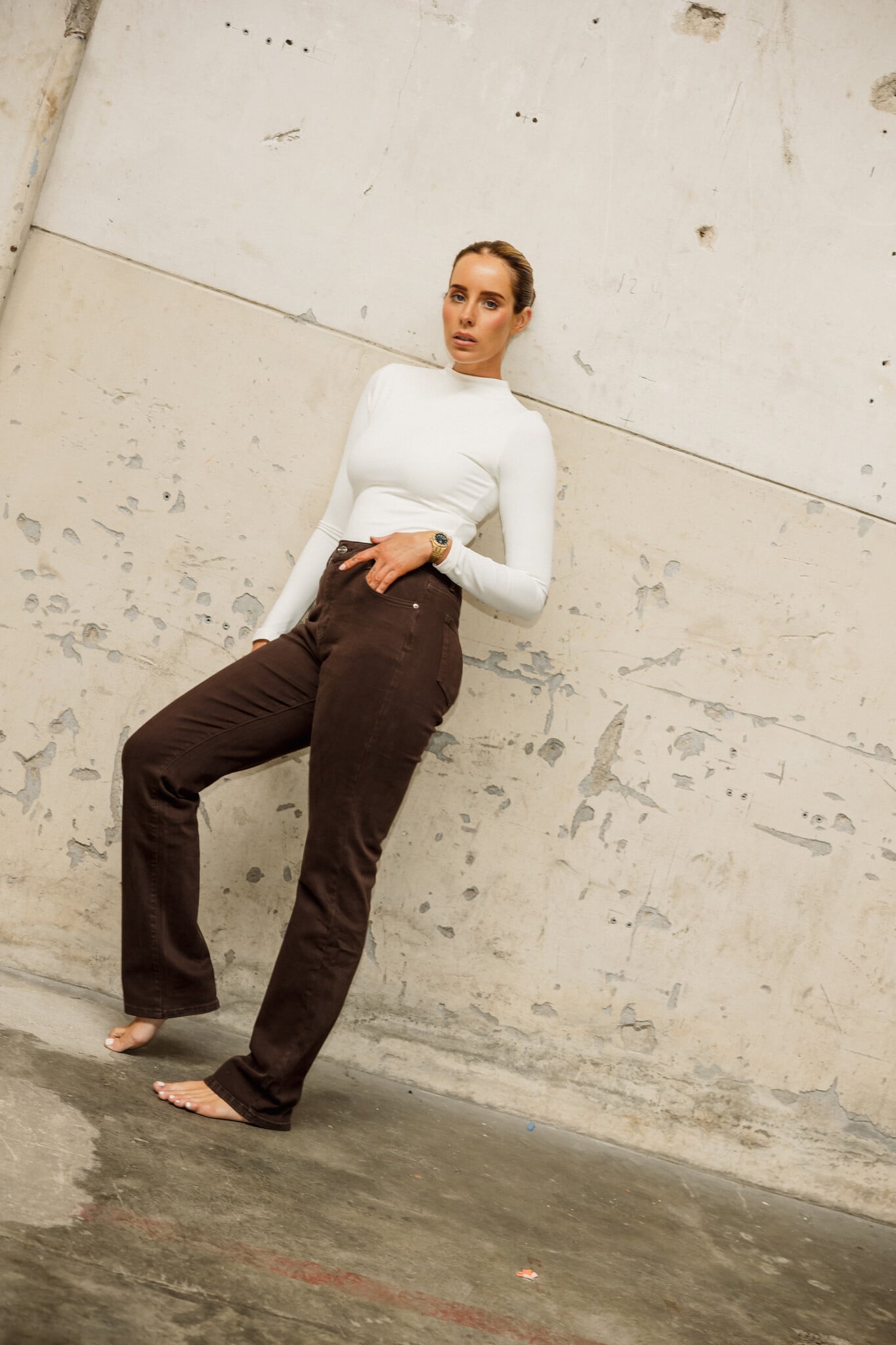 Extra lange straight leg jeans | Bruin