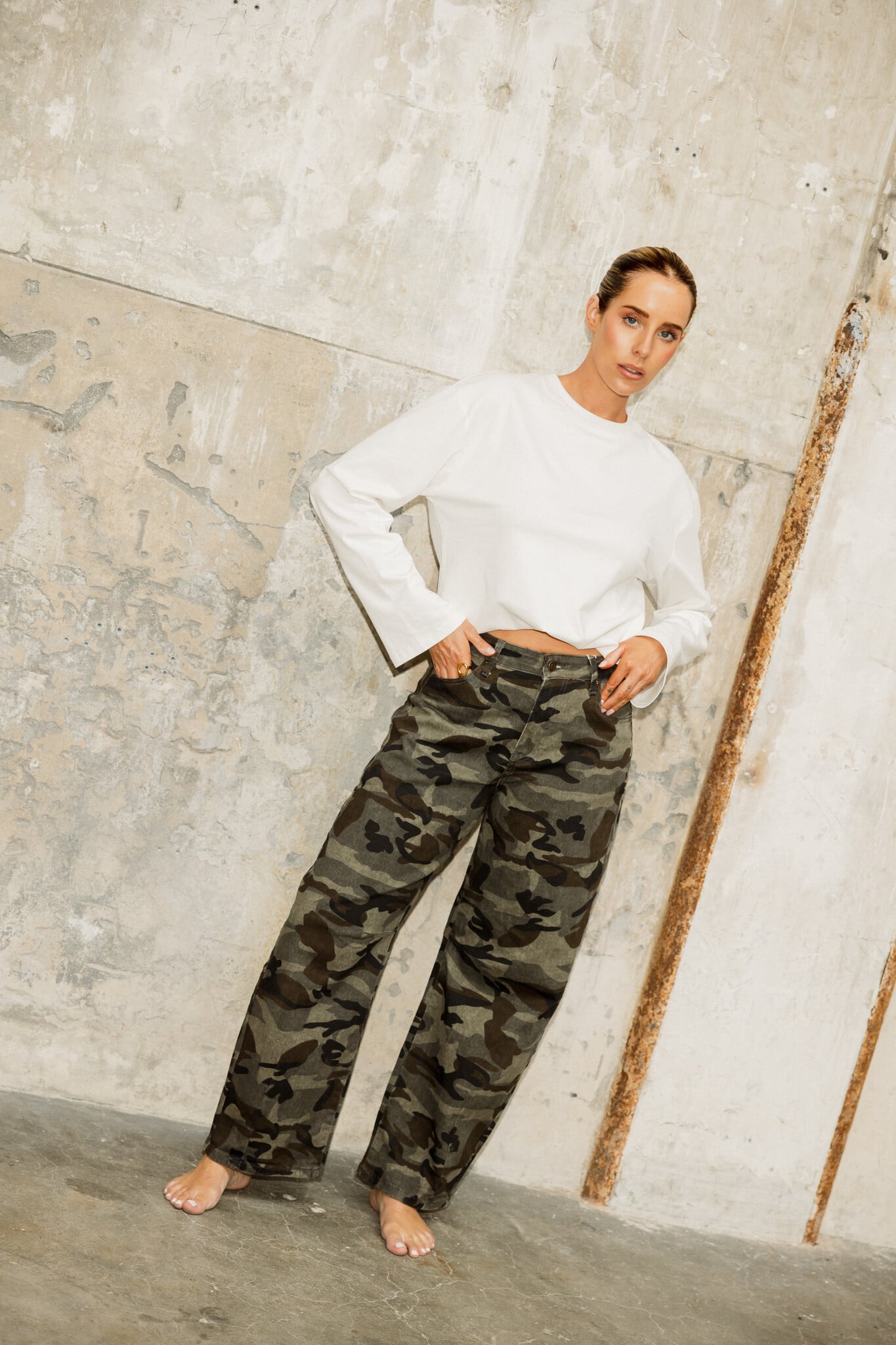Mexx camo balloon jeans | Khaki/bruin