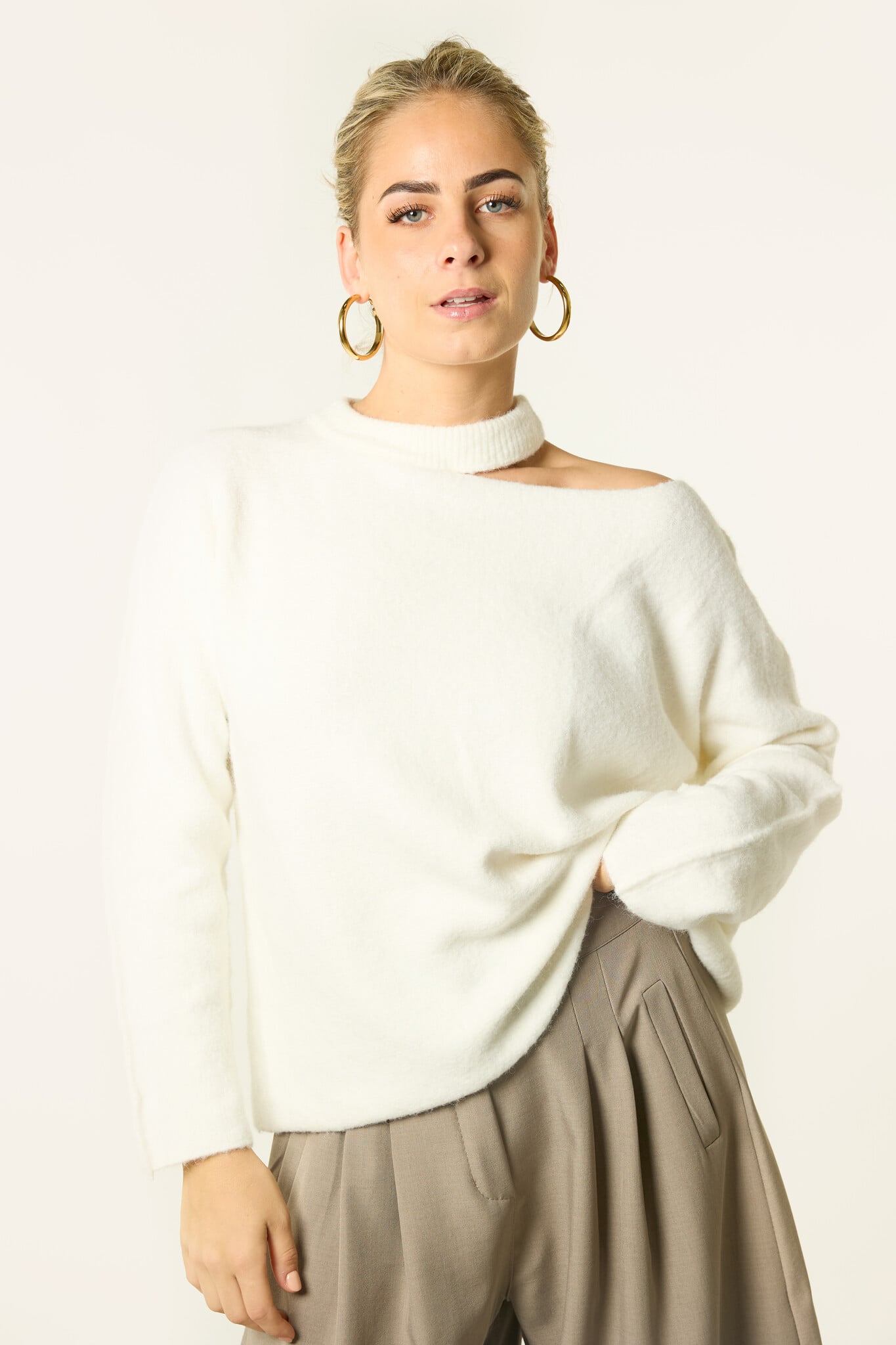 Olivia one shoulder trui | Wit