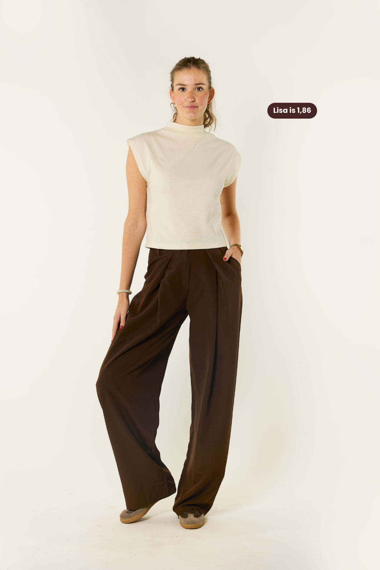 Demi plooien pantalon extra lang | Bruin