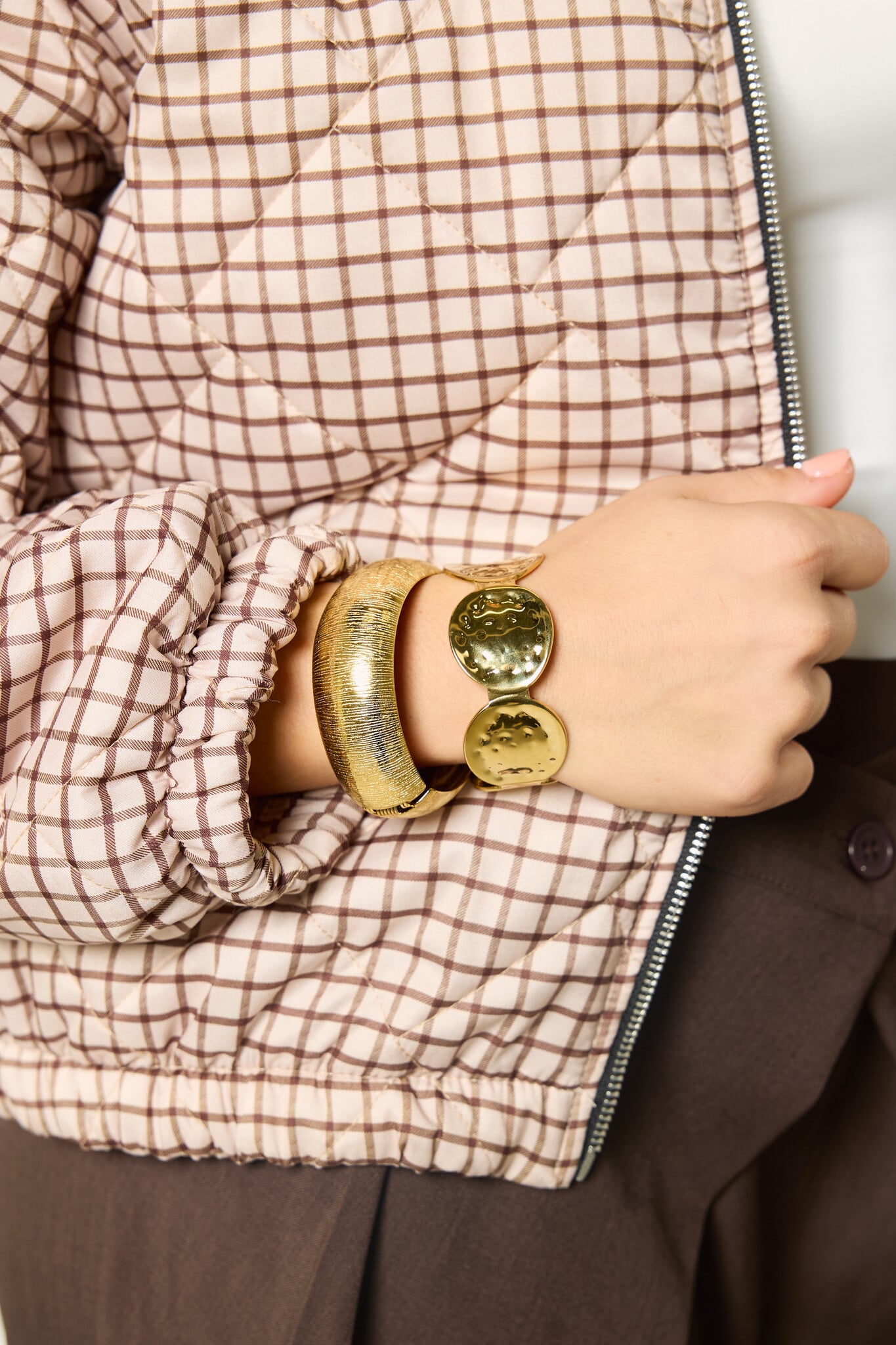 Armband bangle met structuur | Goud