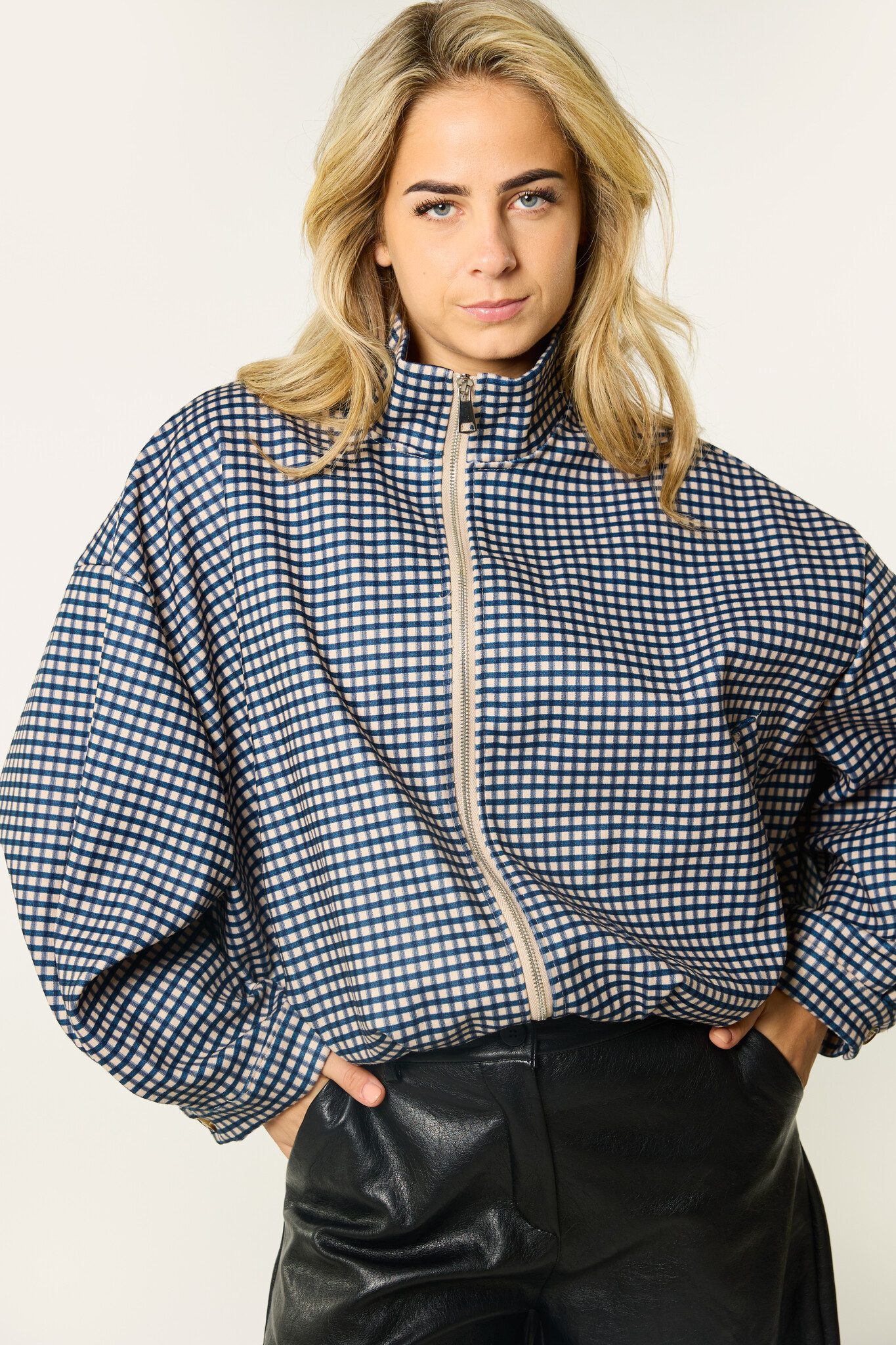 Mika jacket met ruitjes | Blauw