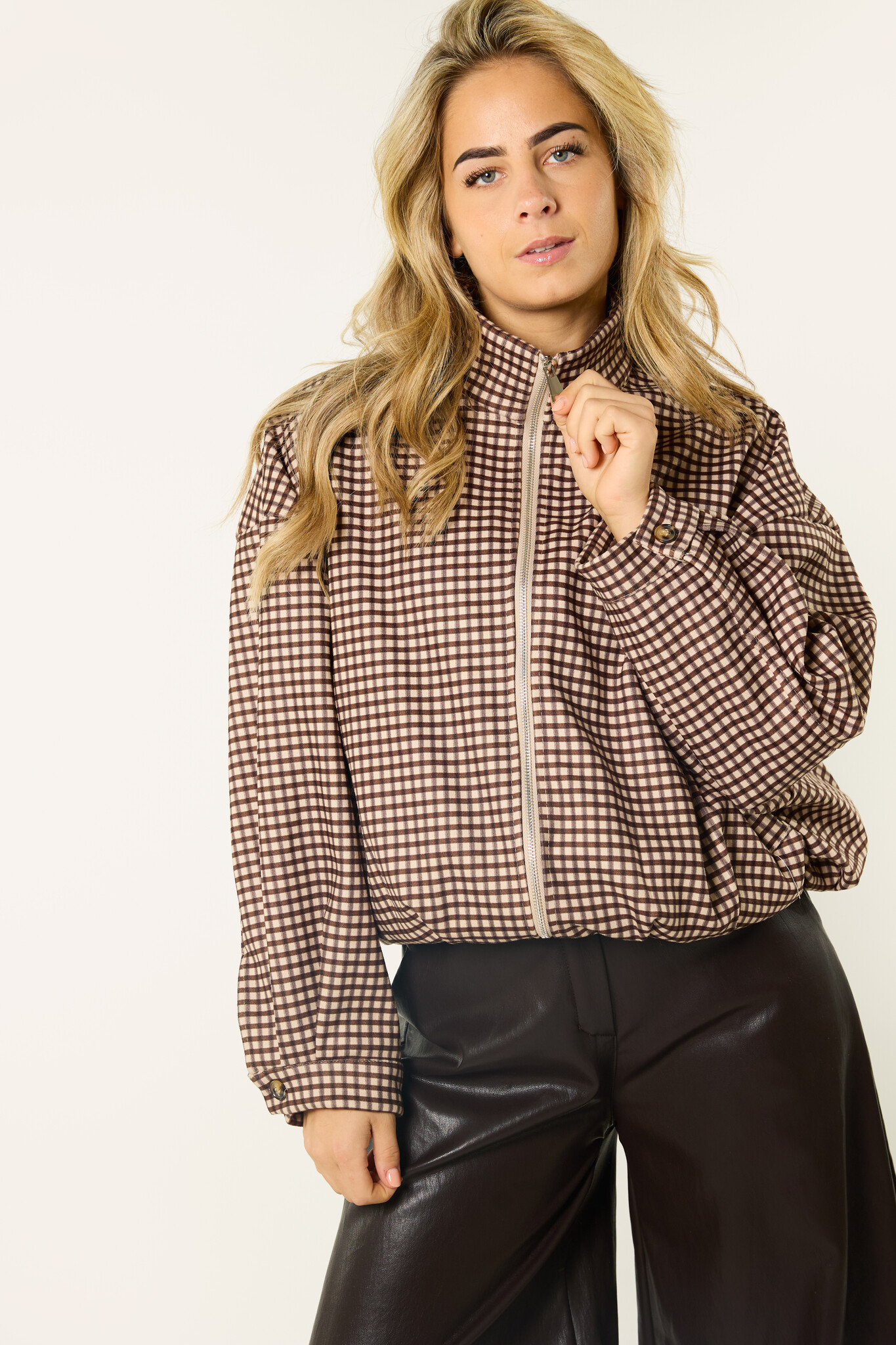 Mika jacket met ruitjes | Bruin