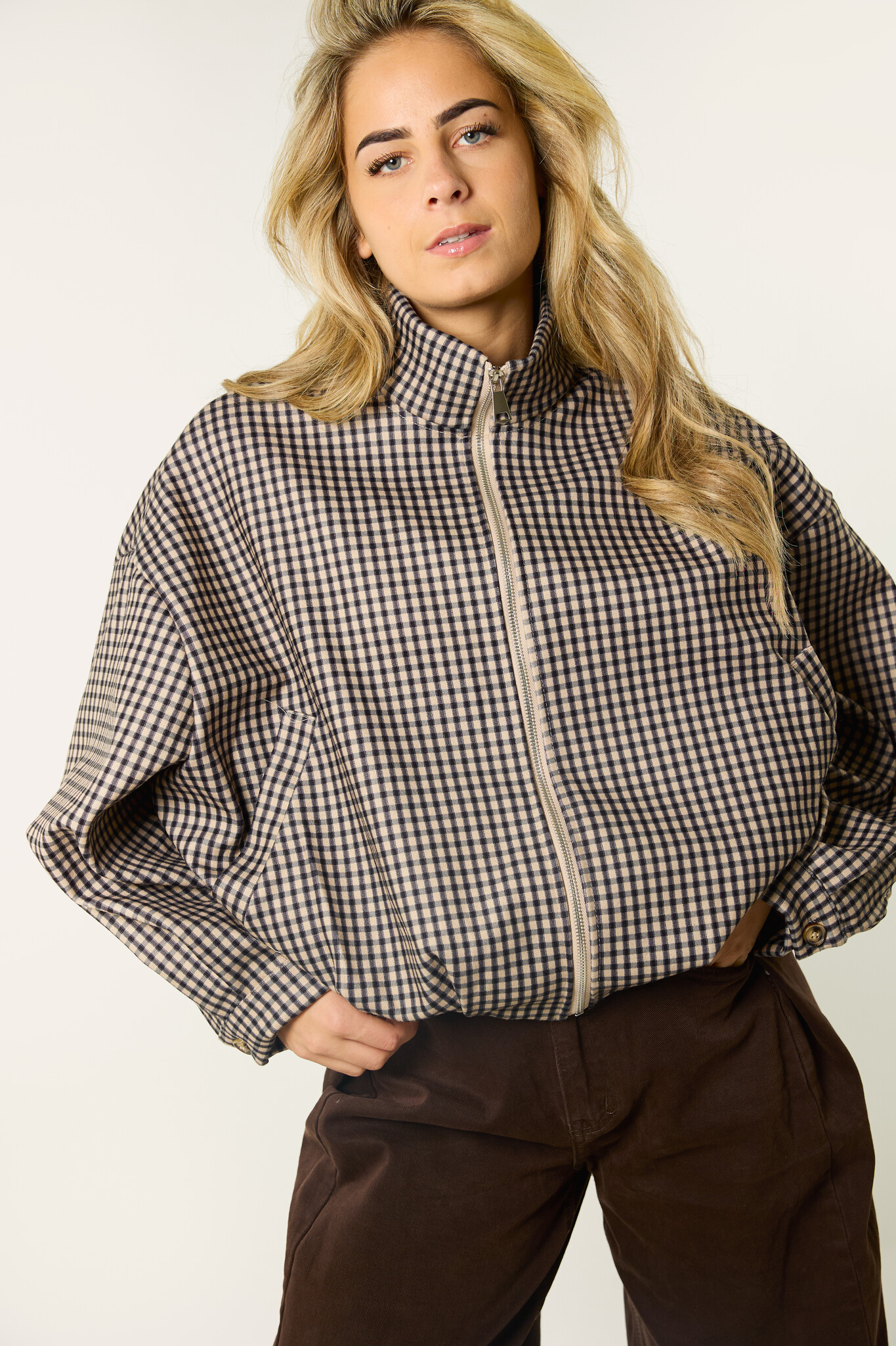 Mika jacket met ruitjes | Zwart