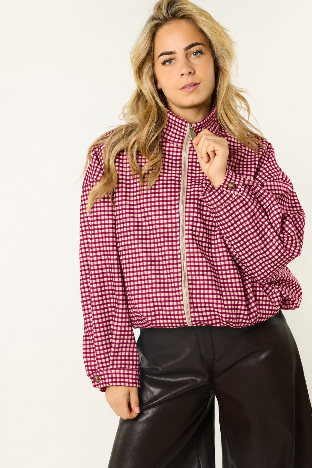 Mika jacket met ruitjes | Burgundy
