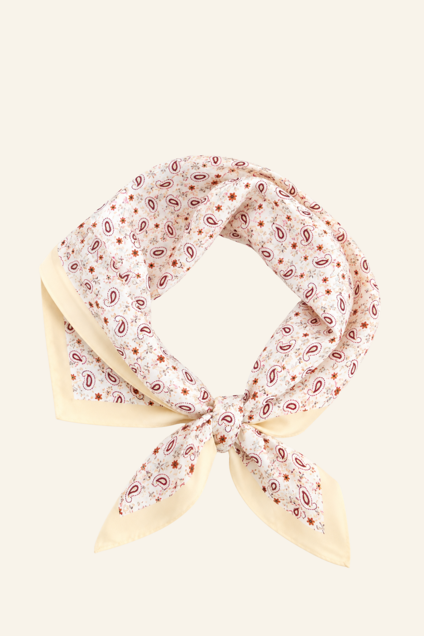 Sjaaltje met paisley print | Roze/lichtgeel