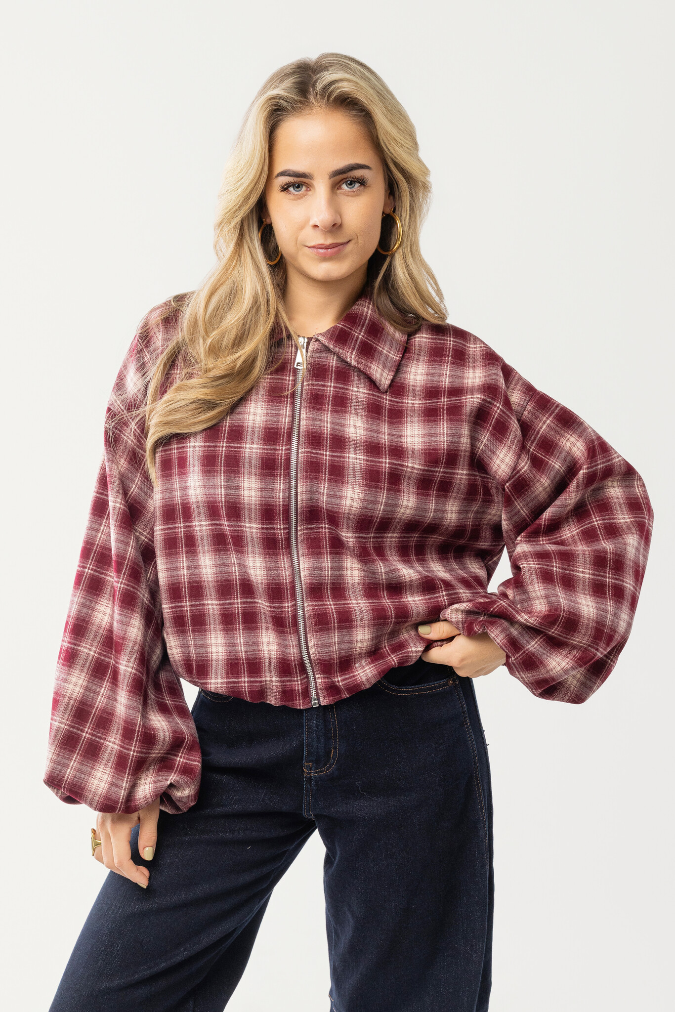 Kate jacket met ruitjes | Burgundy
