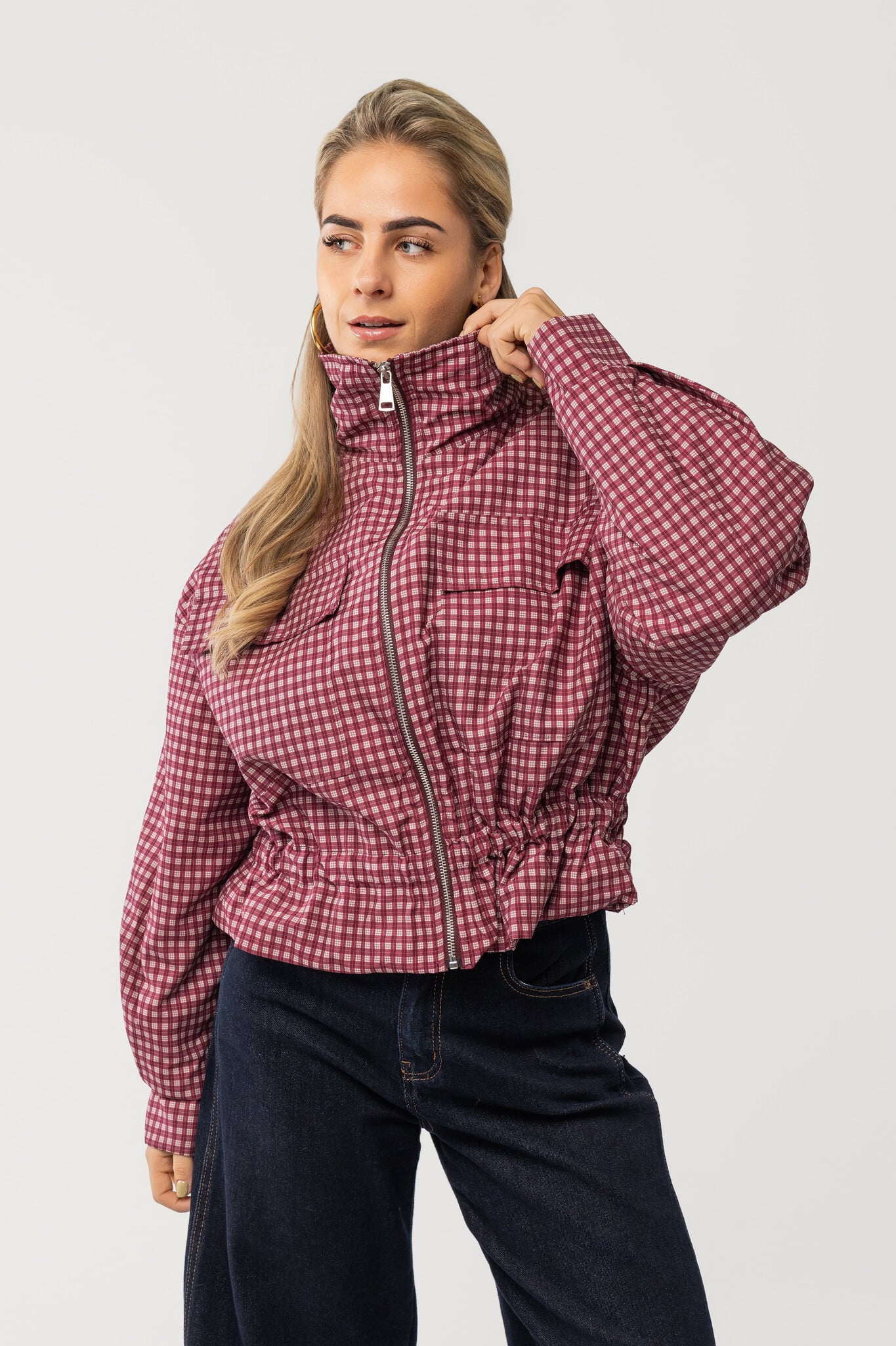 Sas jacket met ruitjes | Burgundy