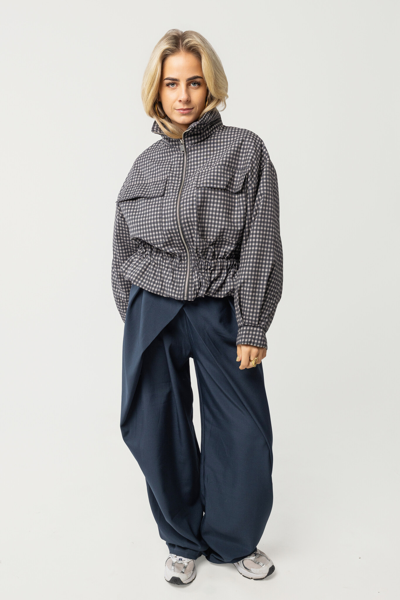 Sas jacket met ruitjes | Donkerblauw