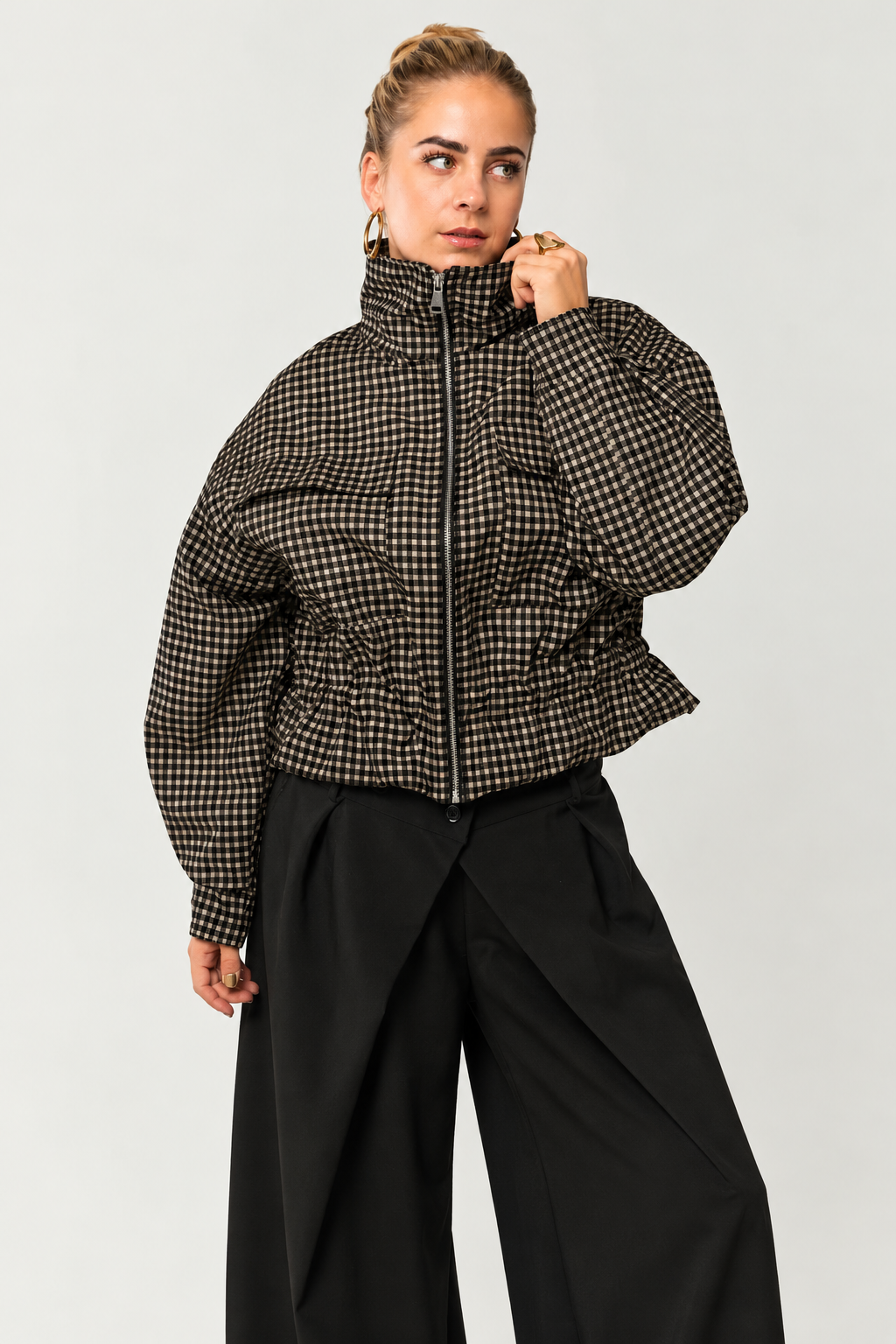 Sas jacket met ruitjes | Zwart
