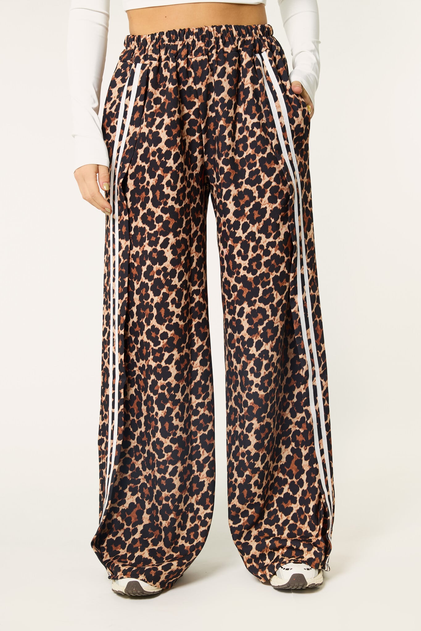 Nena pantalon met streep | Leopard/wit