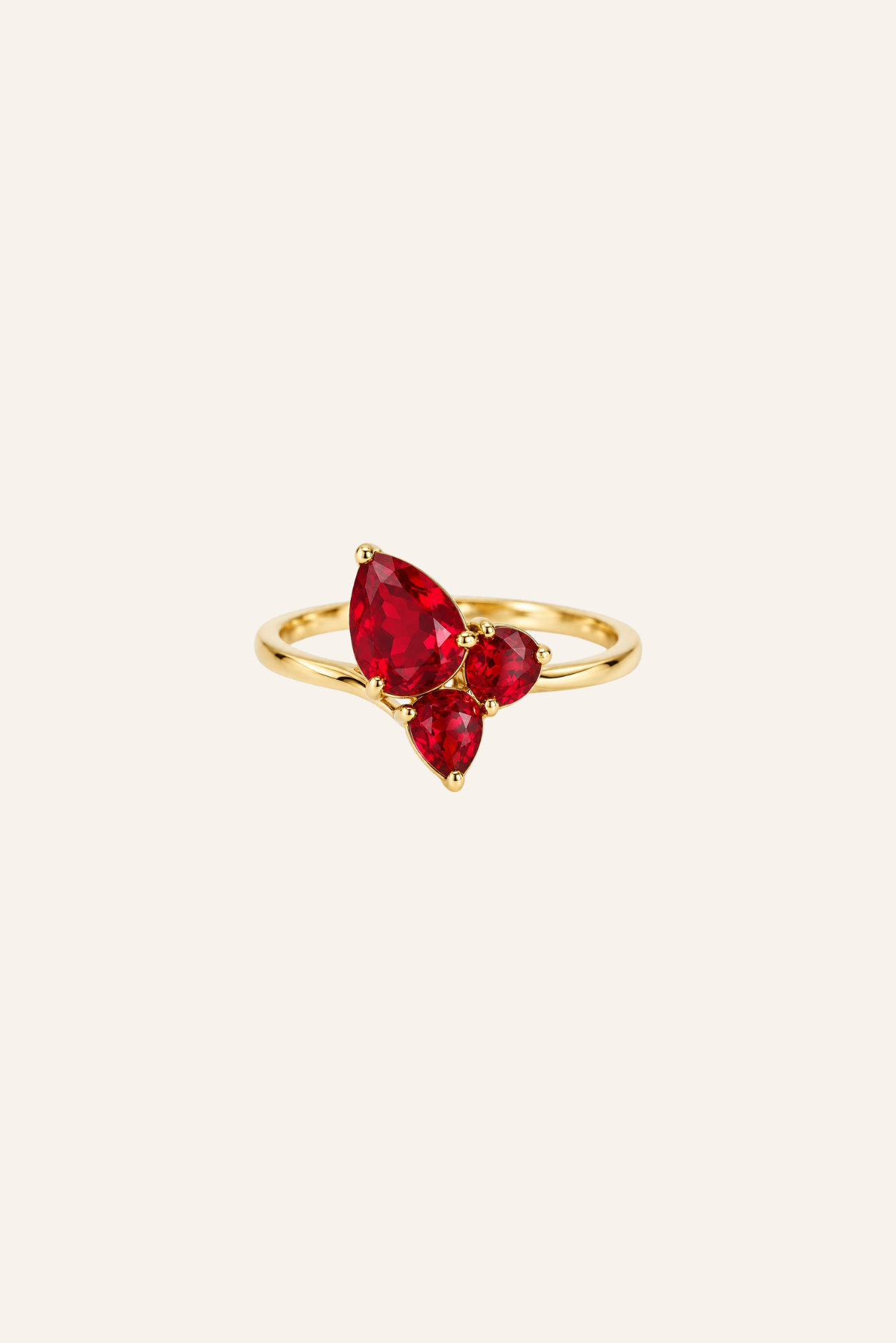 Ring met stenen rood | Goud