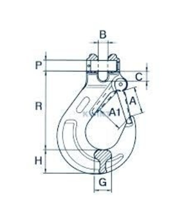 Cartec gaffelhaak met veiligheidsklep (gietdeel) grade 100