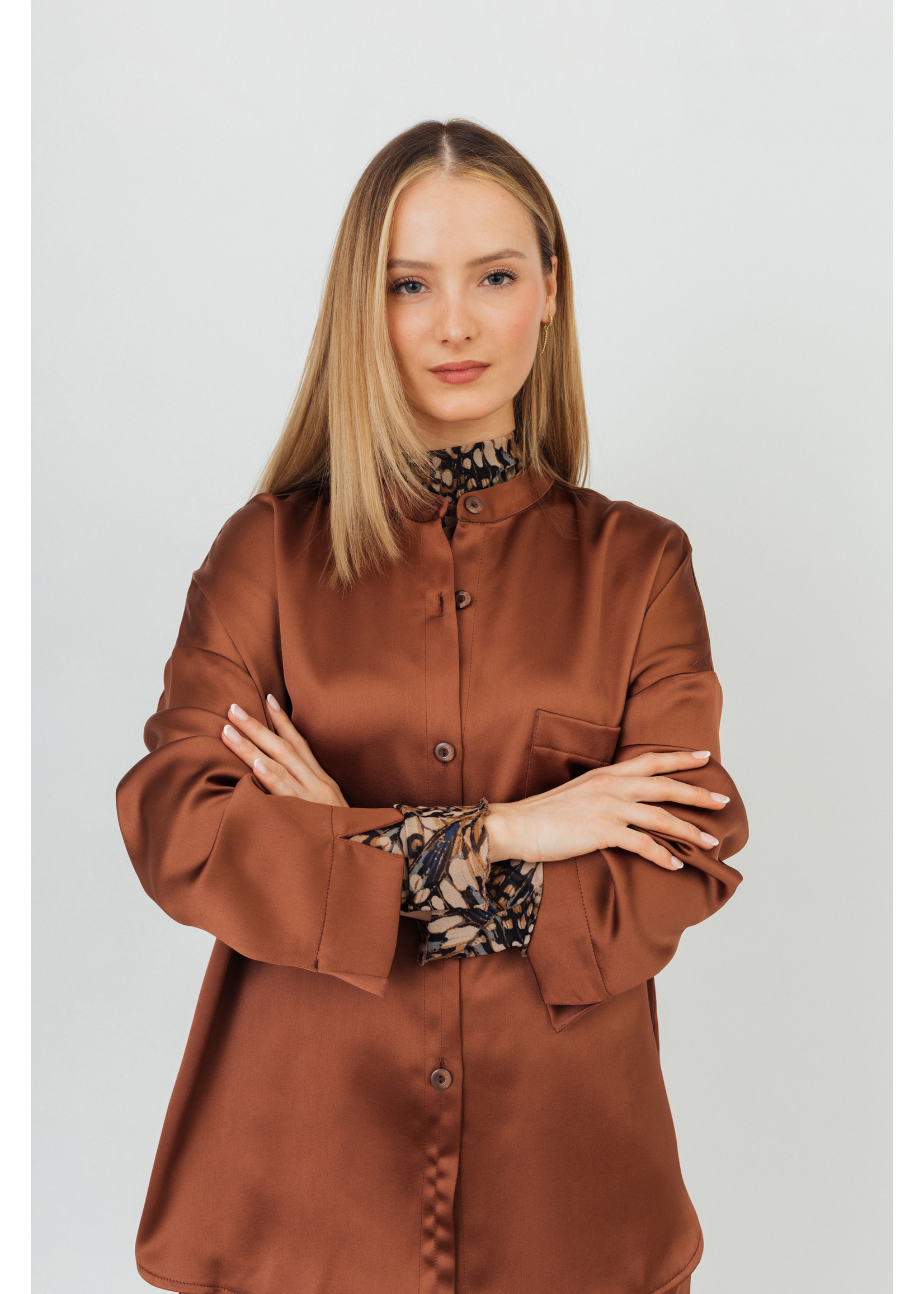 GISÈLE THE LABEL  JAE-LEE BLOUSE CINNAMON BROWN