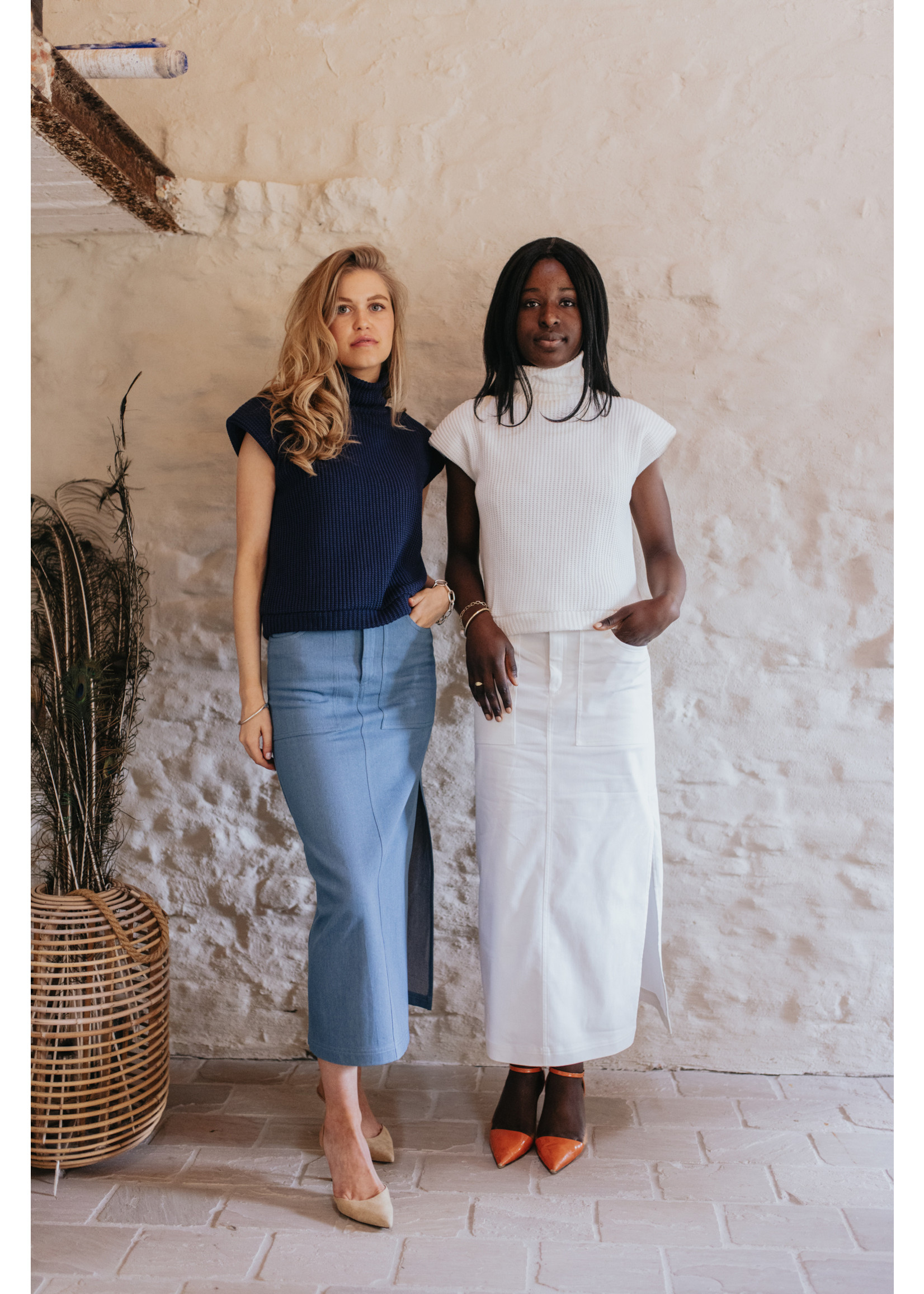 GISÈLE THE LABEL  MARA LONG SKIRT DENIM BLUE