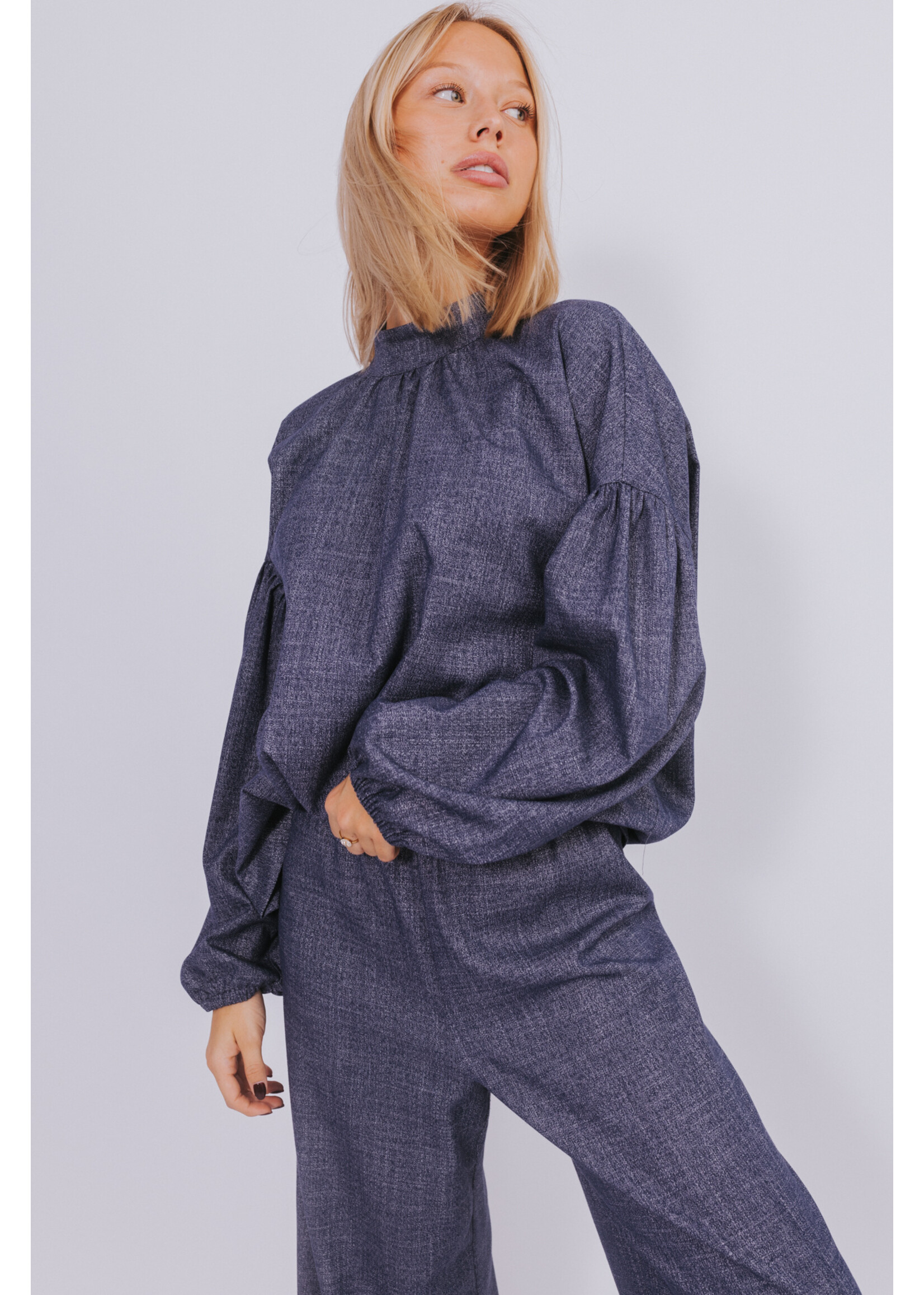 GISÈLE THE LABEL  KENDALL  BLOUSE NAVY MELANGE