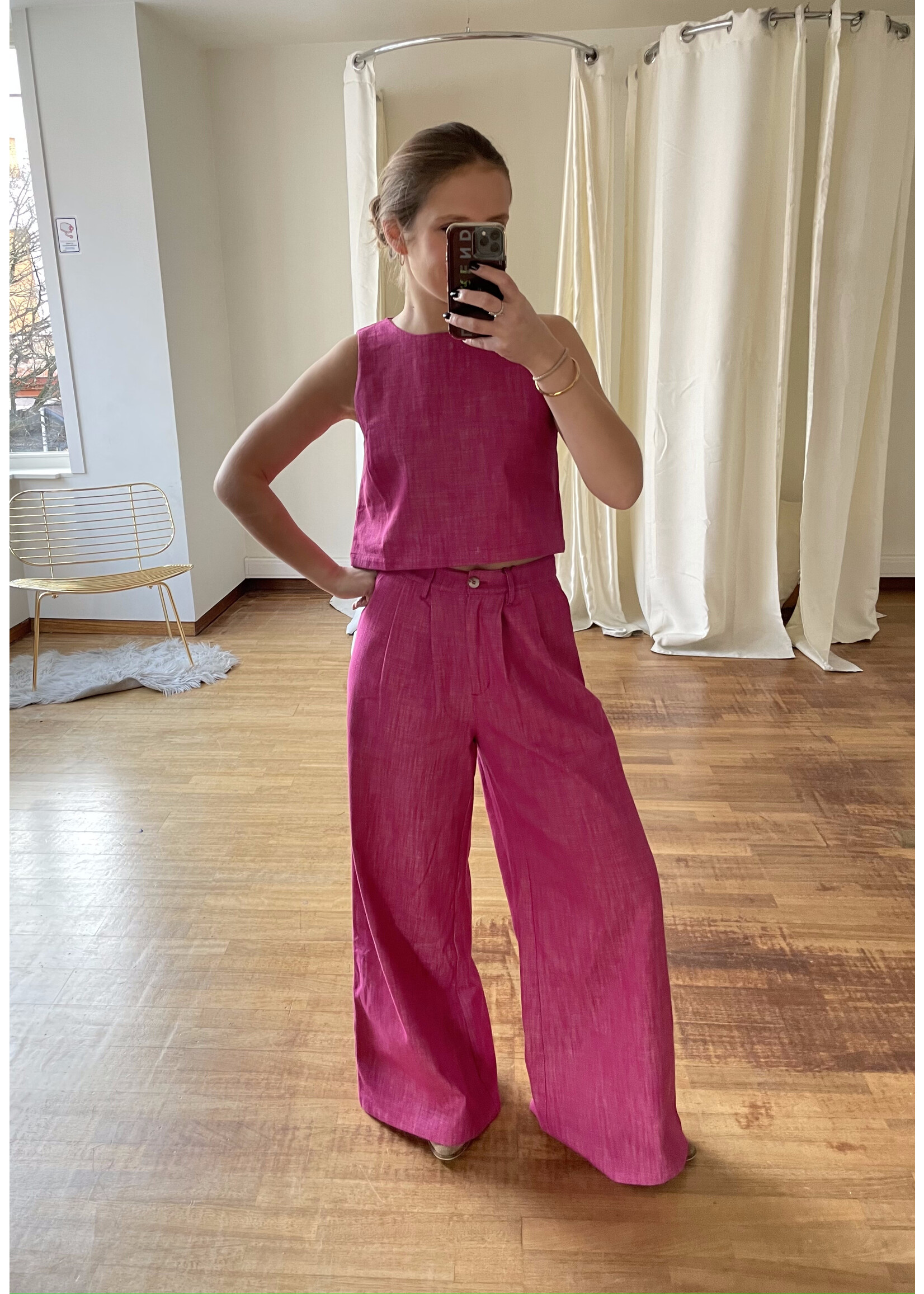 GISÈLE THE LABEL  AMALIA WIDE LEG TROUSERS PINK