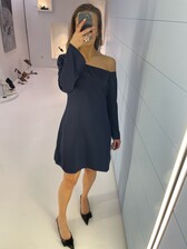 OPEN SHOULDER MINI DRESS NAVY BLUE - GISÈLE THE LABEL