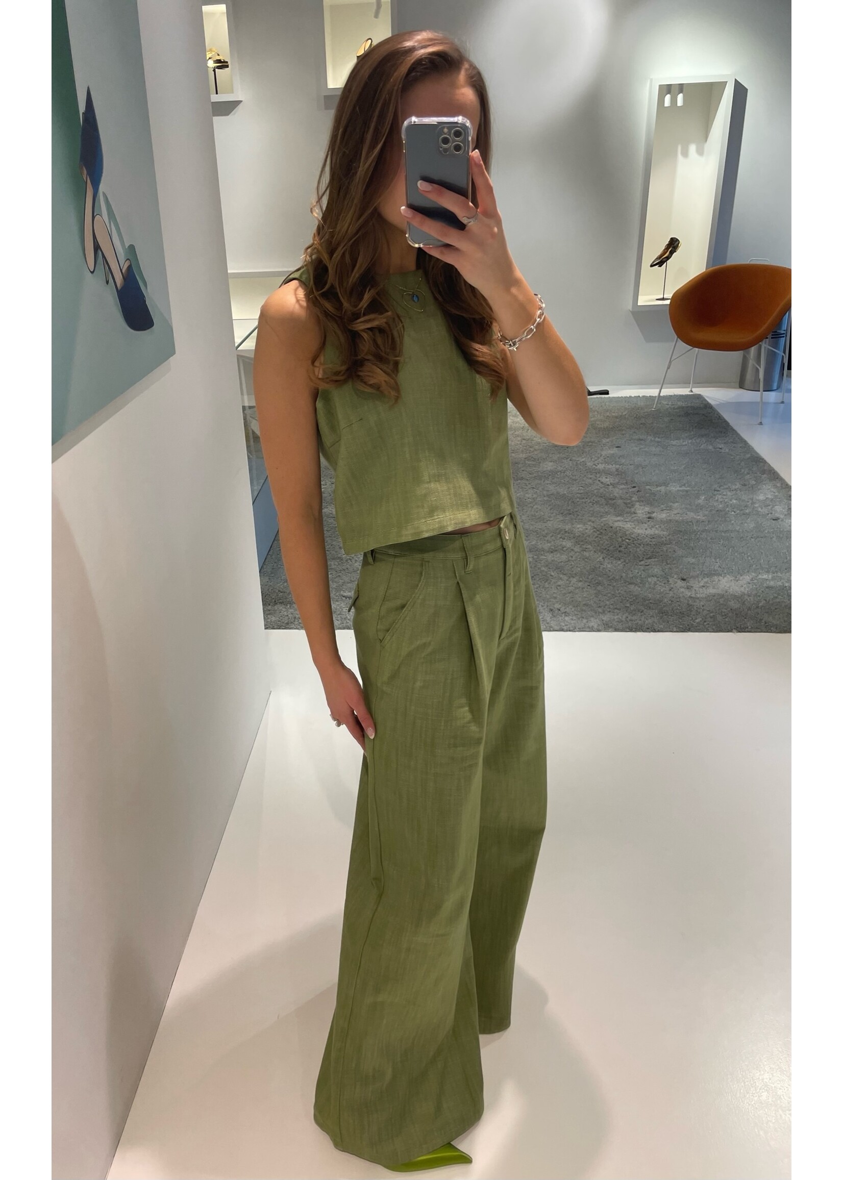 GISÈLE THE LABEL  NORA TOP OLIVE GREEN