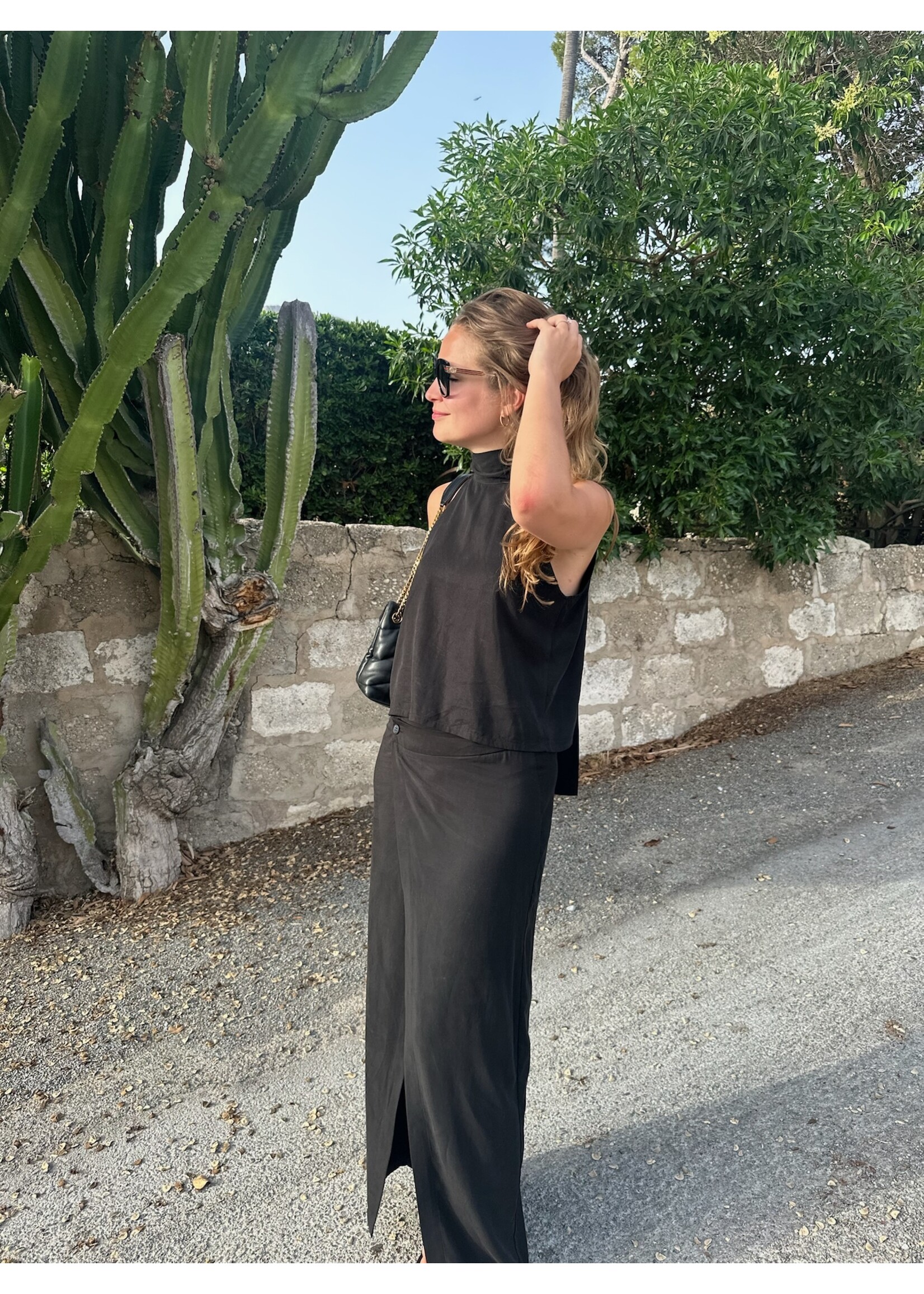 GISÈLE THE LABEL  LIPA MAXI SKIRT BLACK