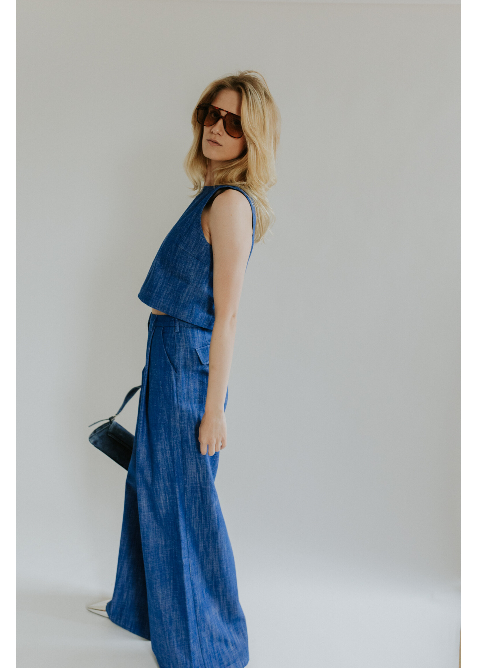 GISÈLE THE LABEL  NORA TOP COBALT BLUE