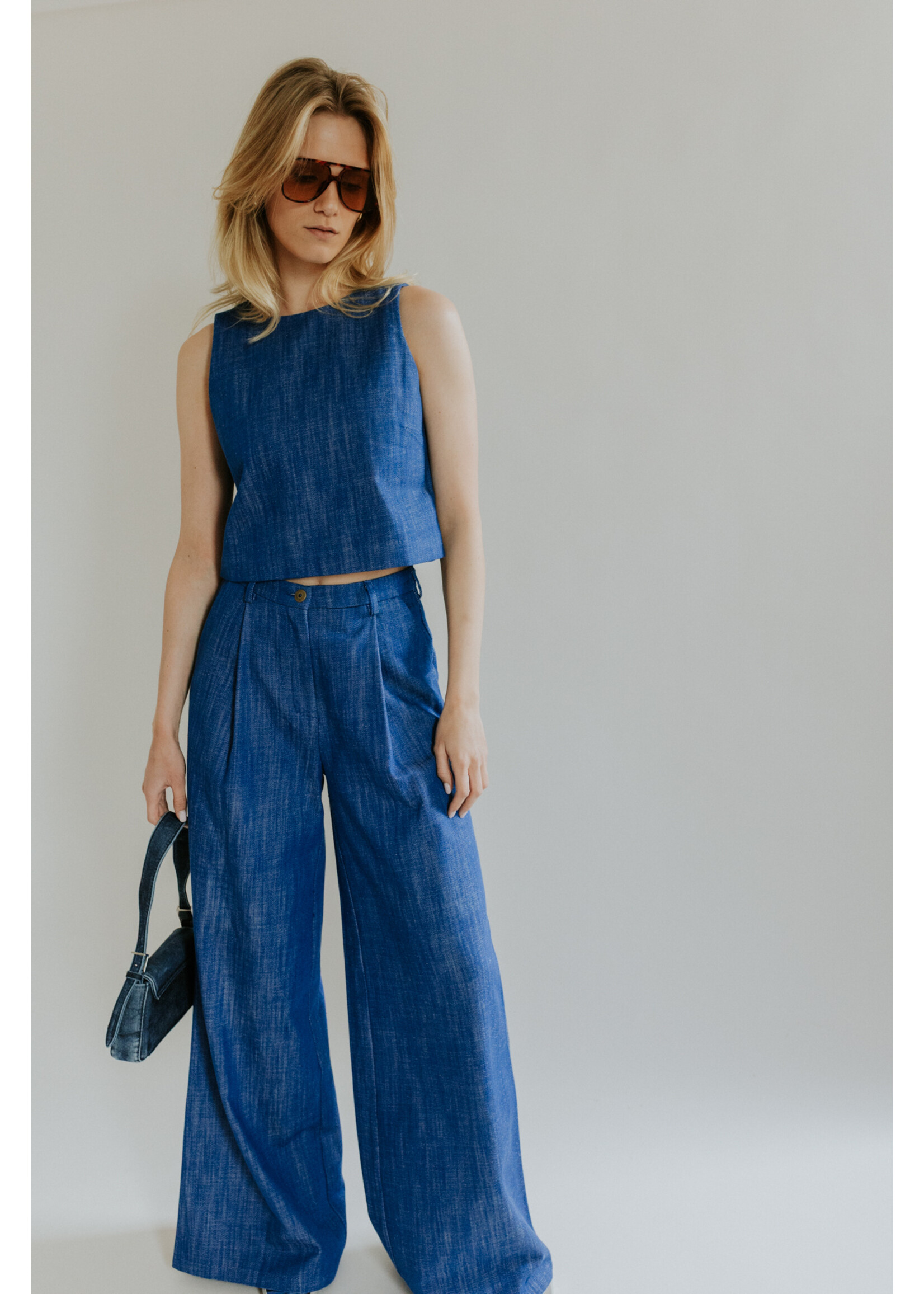 GISÈLE THE LABEL  NORA TOP COBALT BLUE