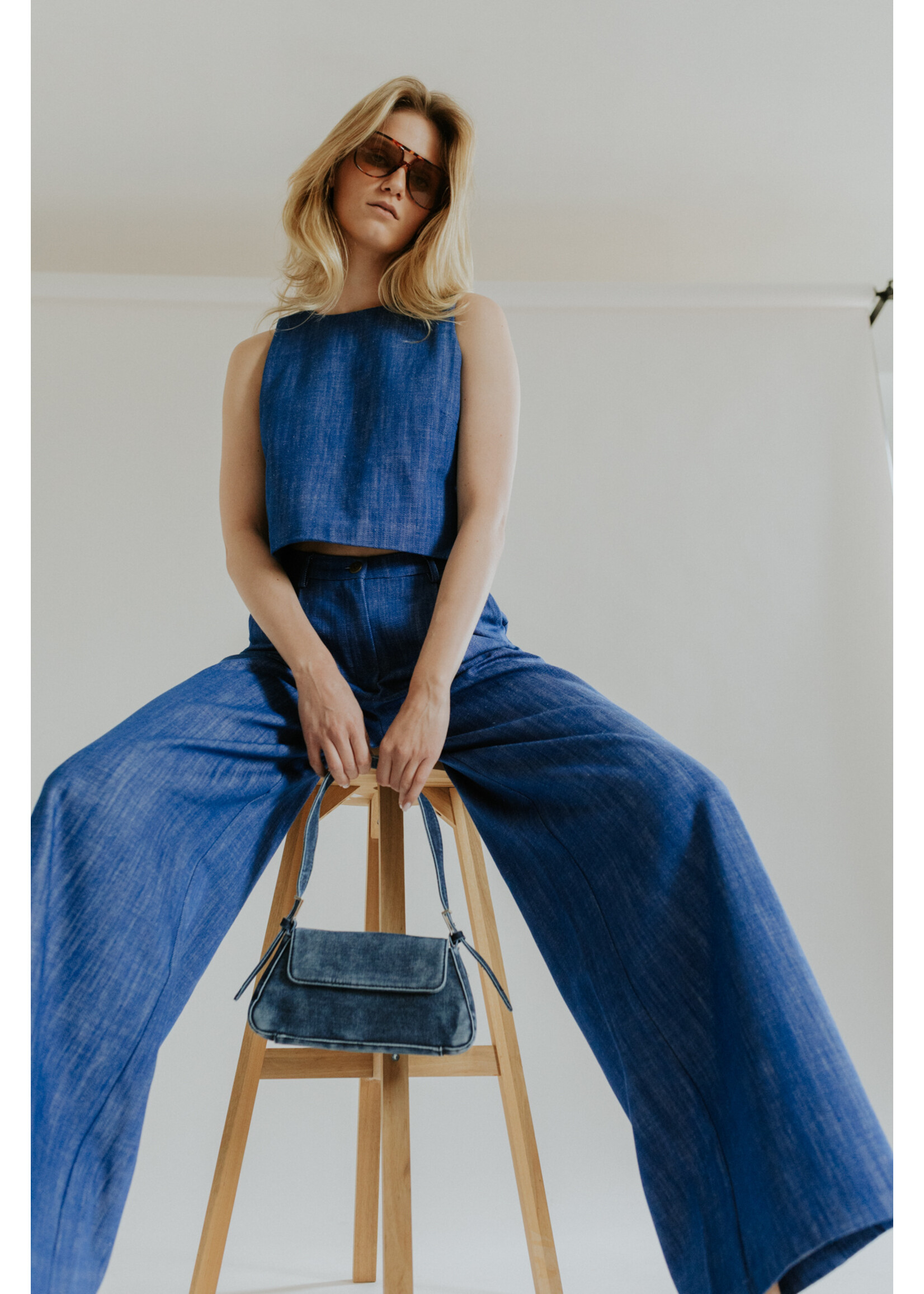 GISÈLE THE LABEL  NORA TOP COBALT BLUE