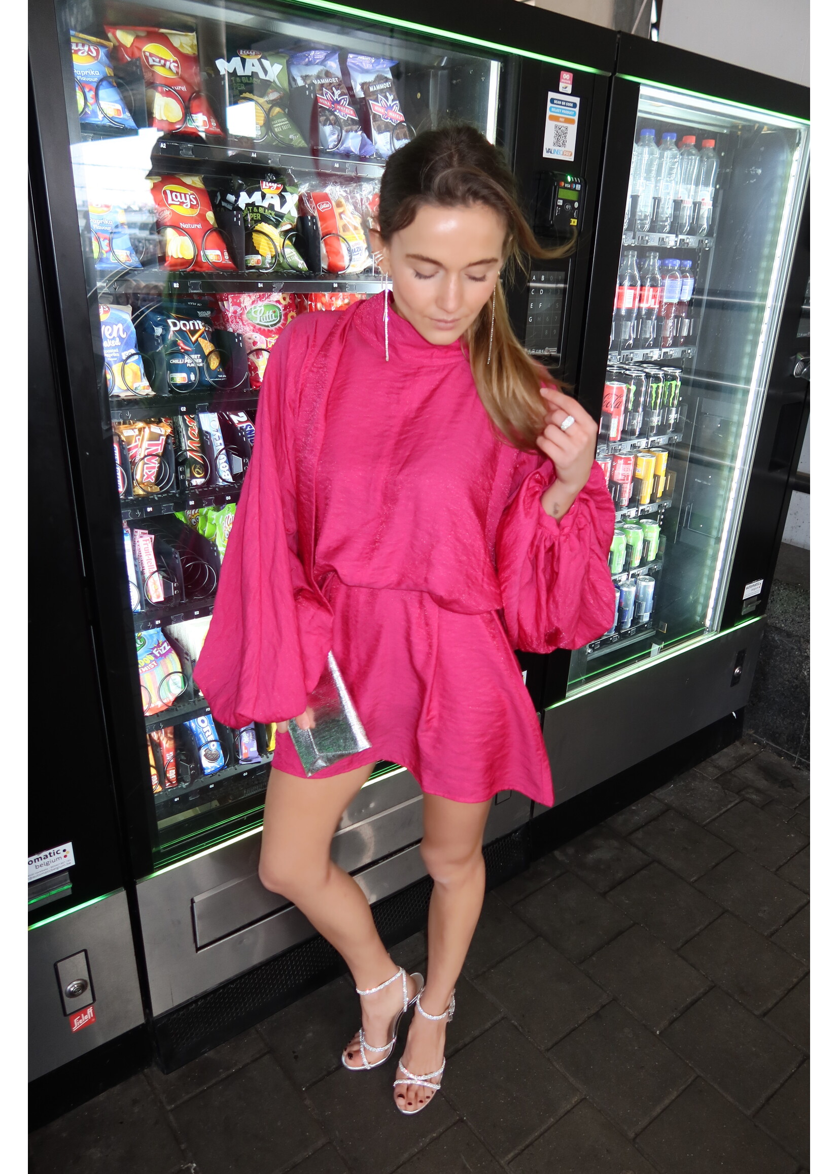 GISÈLE THE LABEL  LODA MINI DRESS FUCHSIA