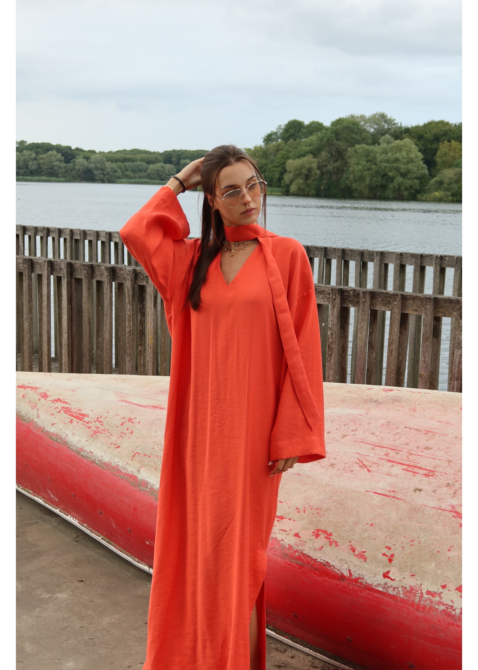 GISÈLE THE LABEL  SERAFINA MAXI DRESS CORAIL