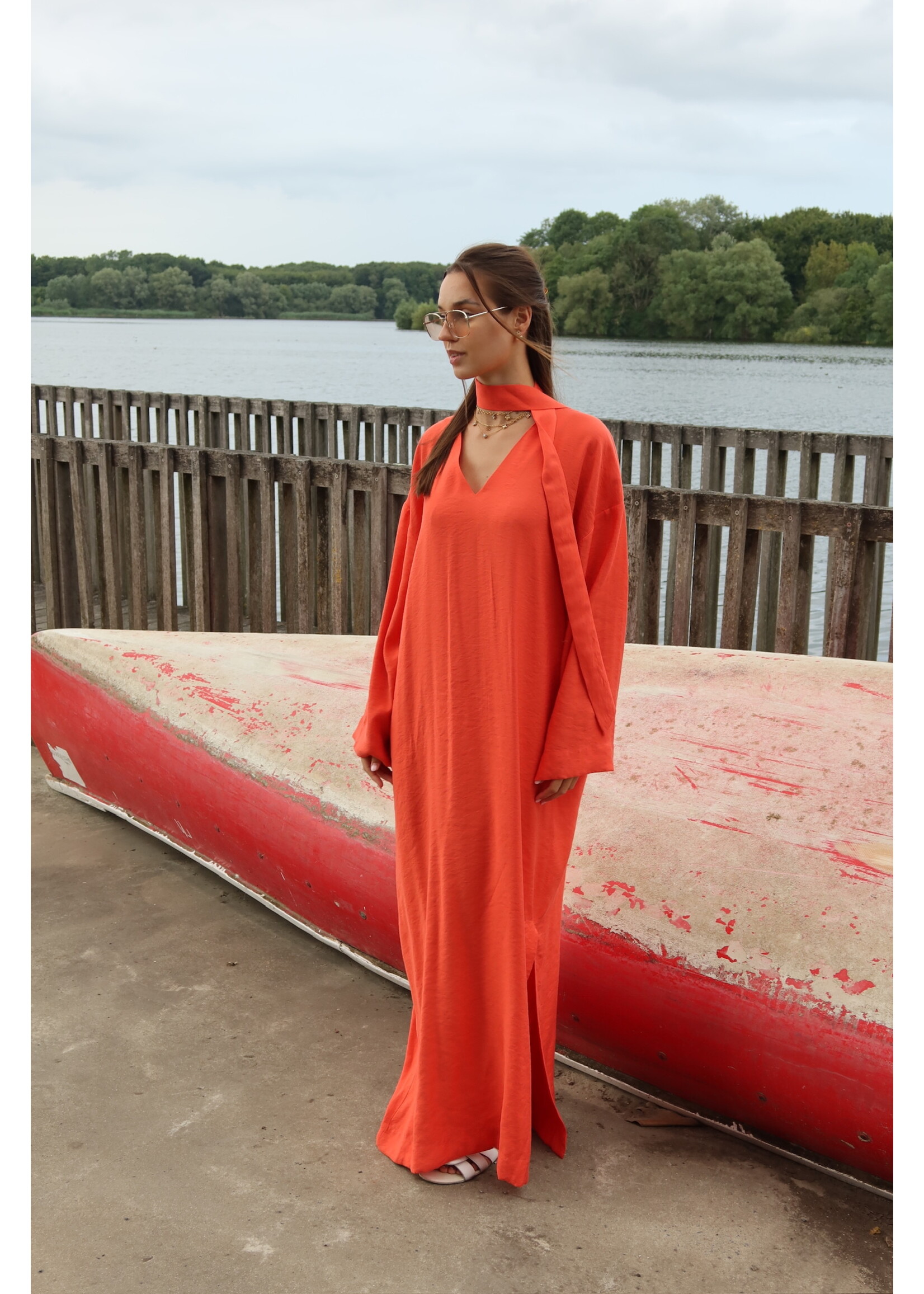 GISÈLE THE LABEL  SERAFINA MAXI DRESS CORAIL