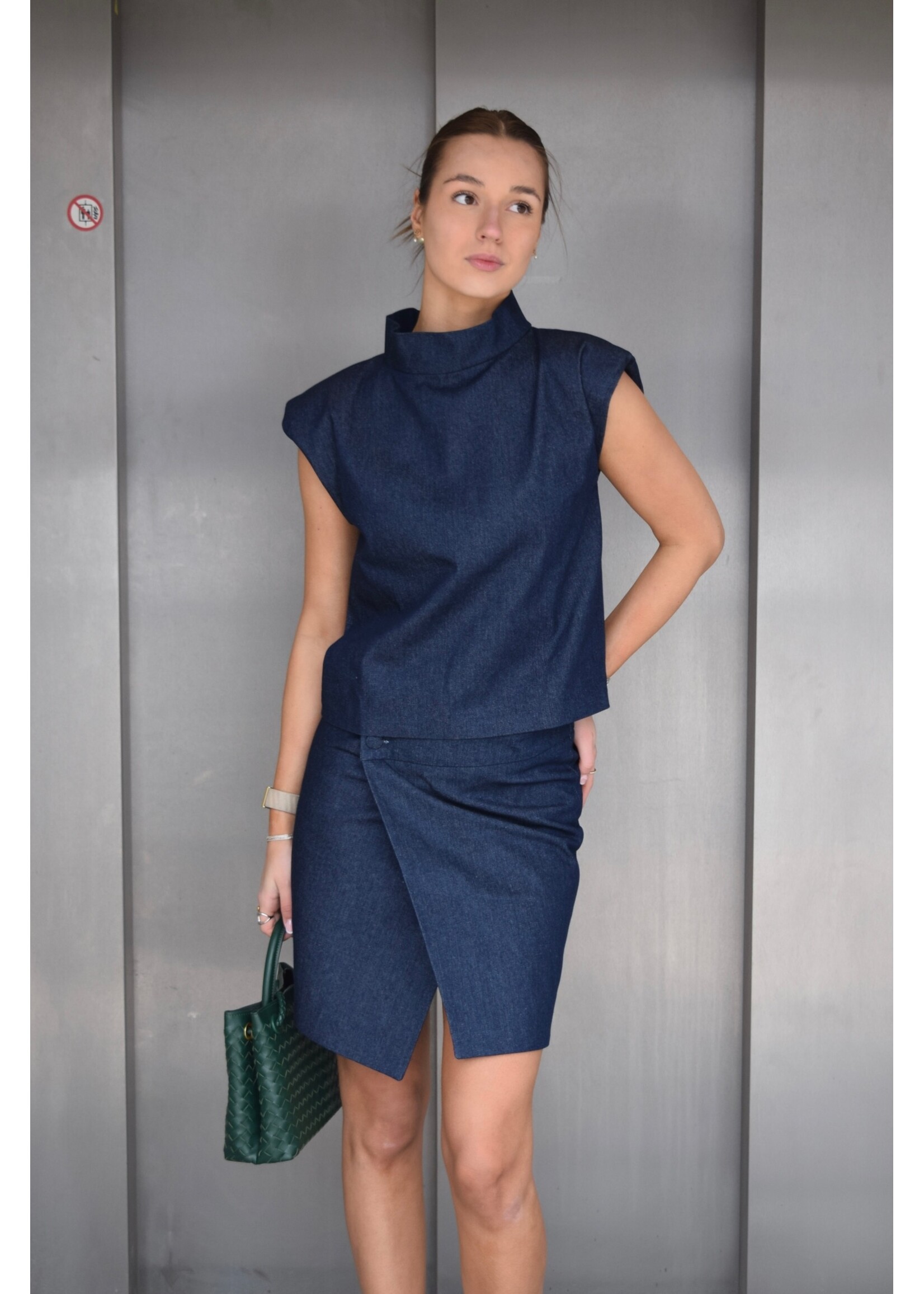 GISÈLE THE LABEL  SOLENE TOP DENIM