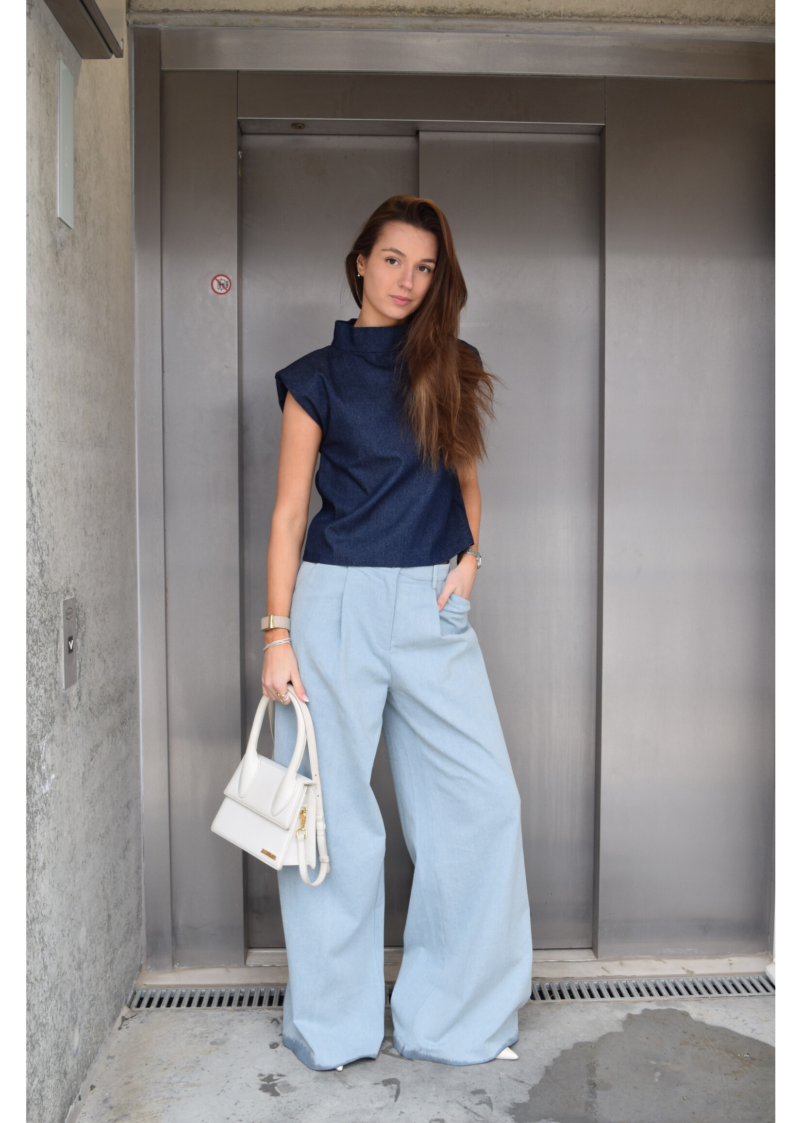 GISÈLE THE LABEL  SOLENE TOP DENIM