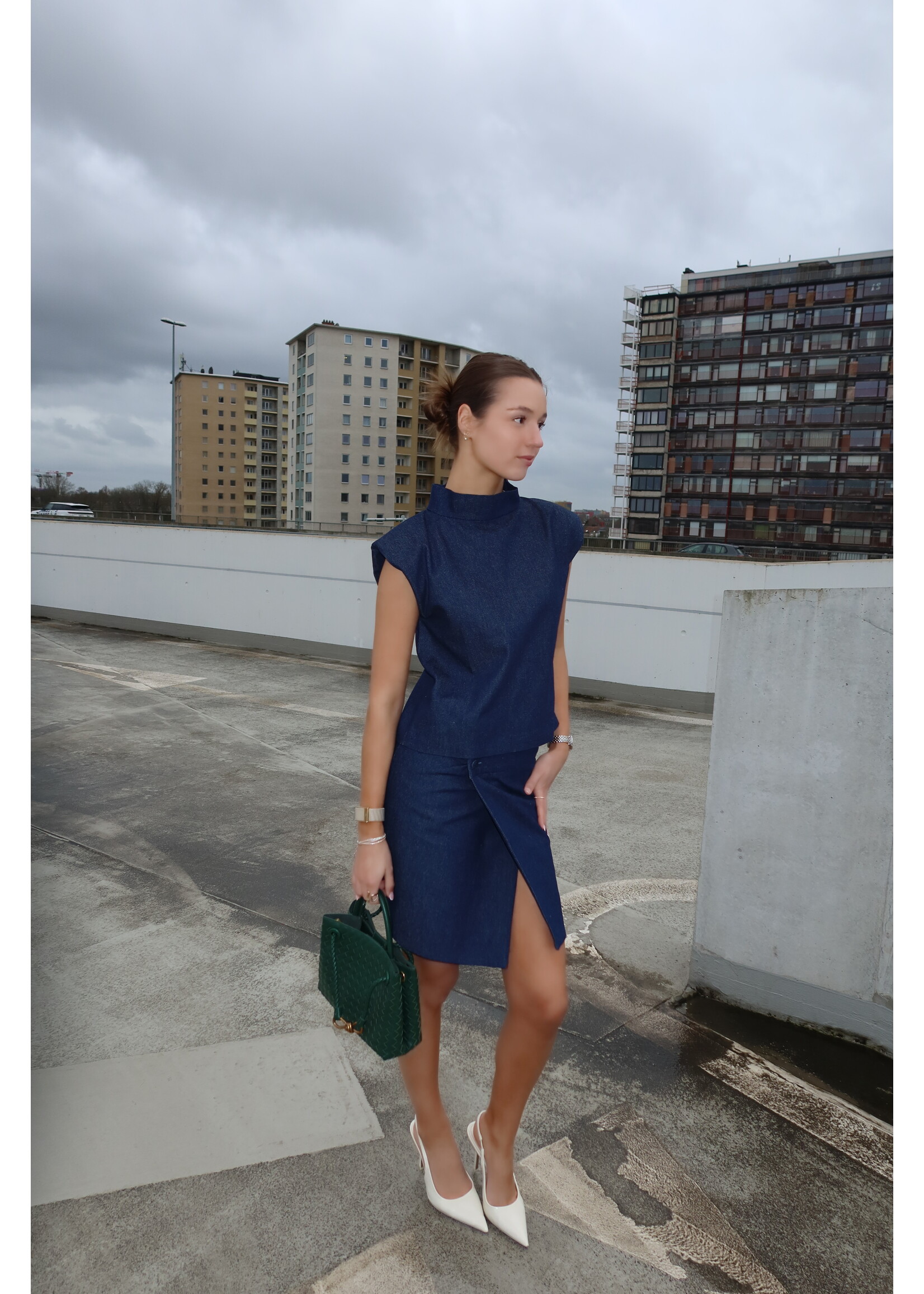 GISÈLE THE LABEL  SOLENE TOP DENIM